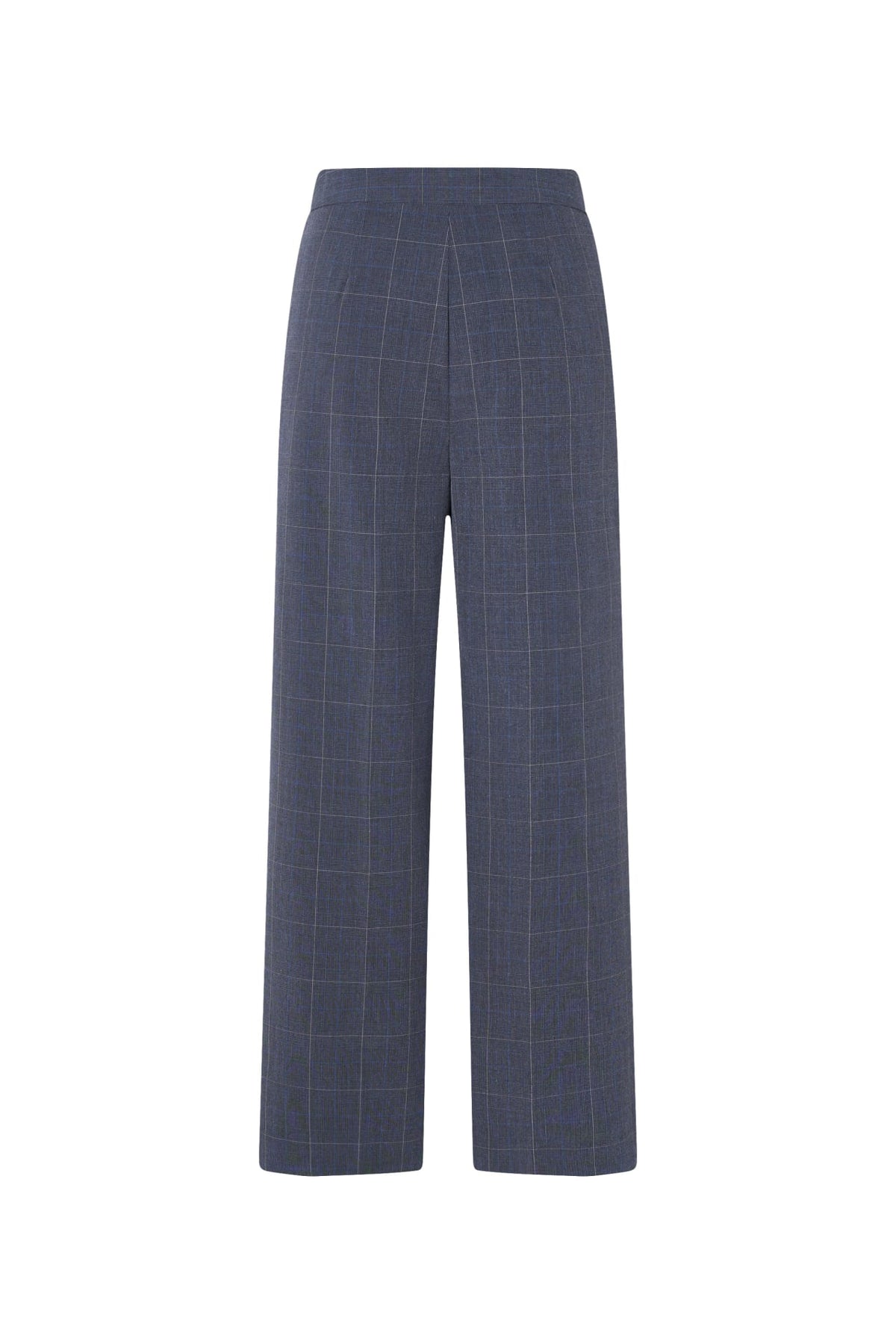 Poly Blend Plaid Straight Leg Suit Pants