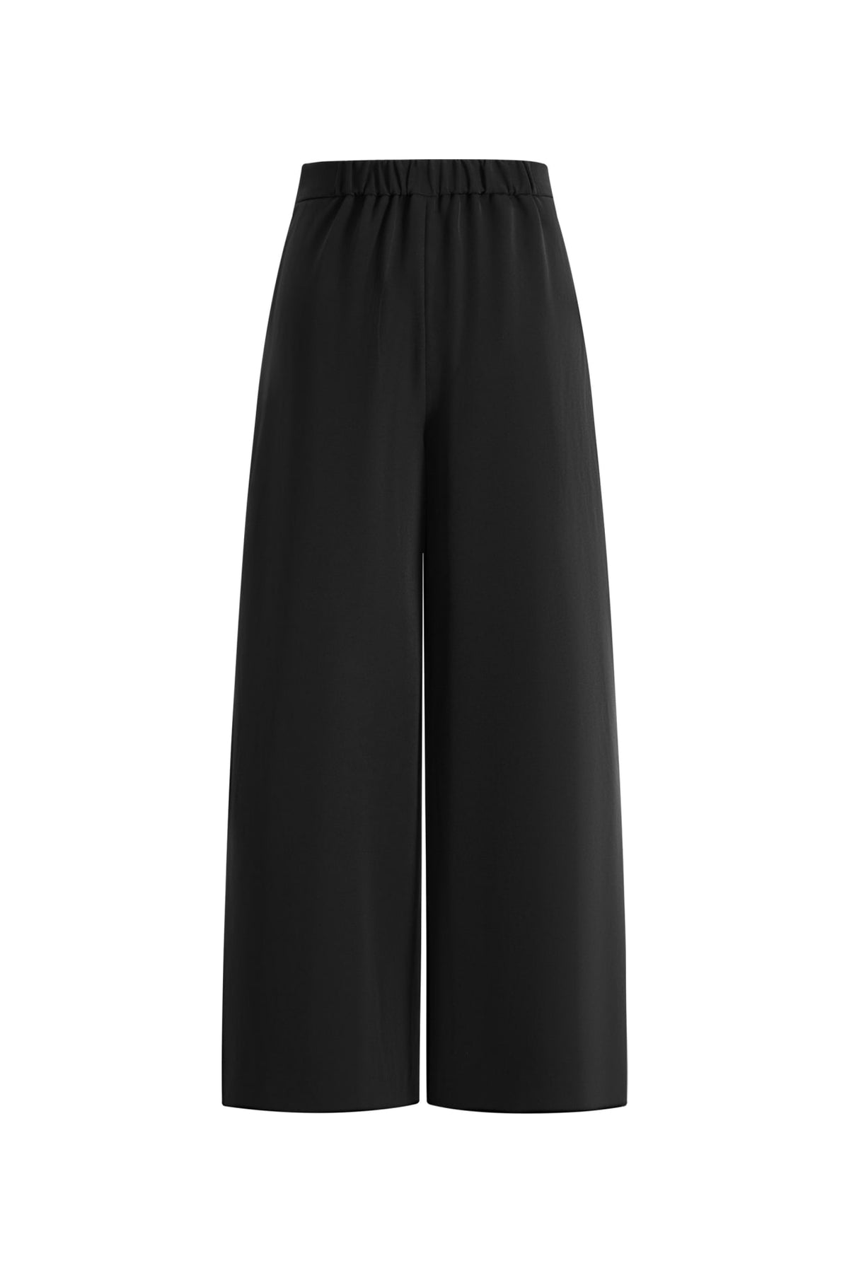 Poly Twill Wide Leg Casual Pants