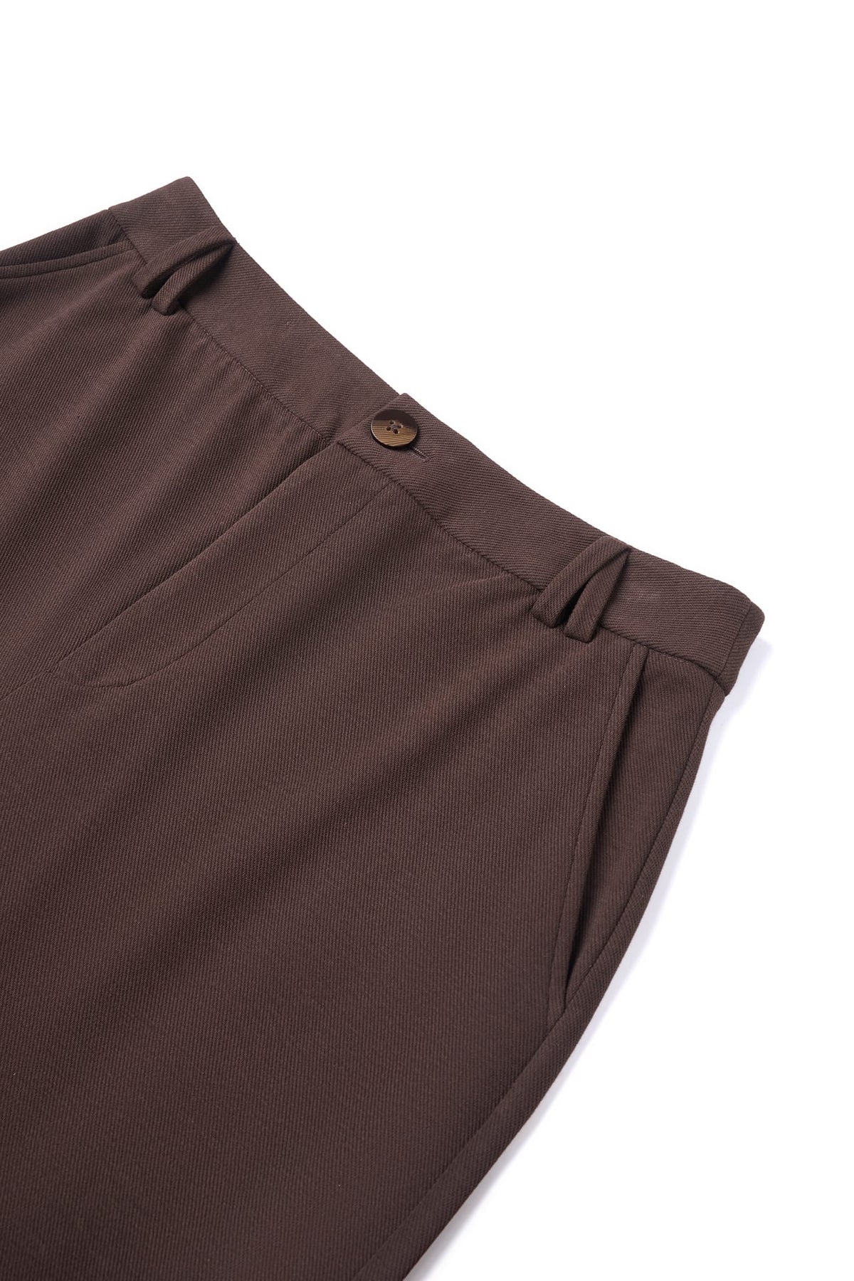 Cotton Blend Pique Twill Straight Leg Casual Pants with Belt