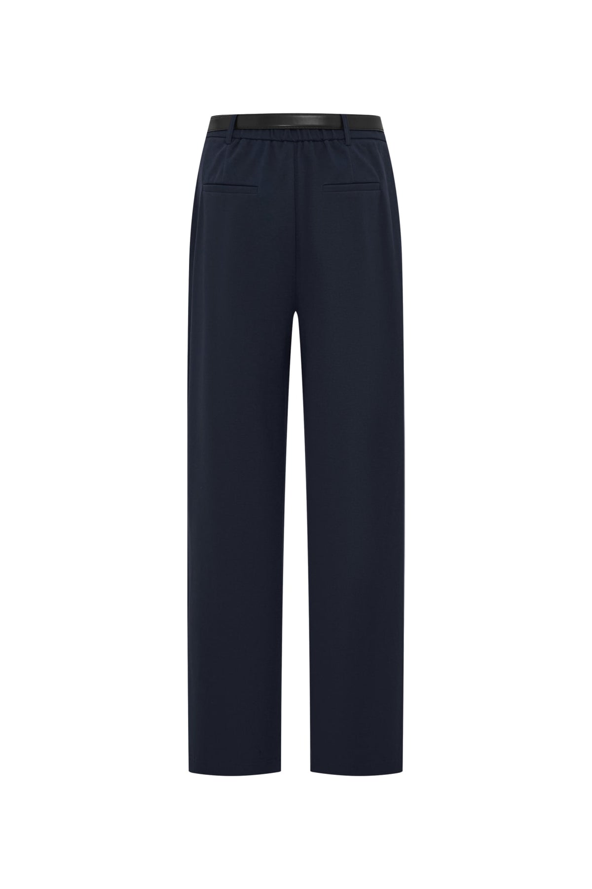 Cotton Blend Pique Twill Straight Leg Casual Pants with Belt