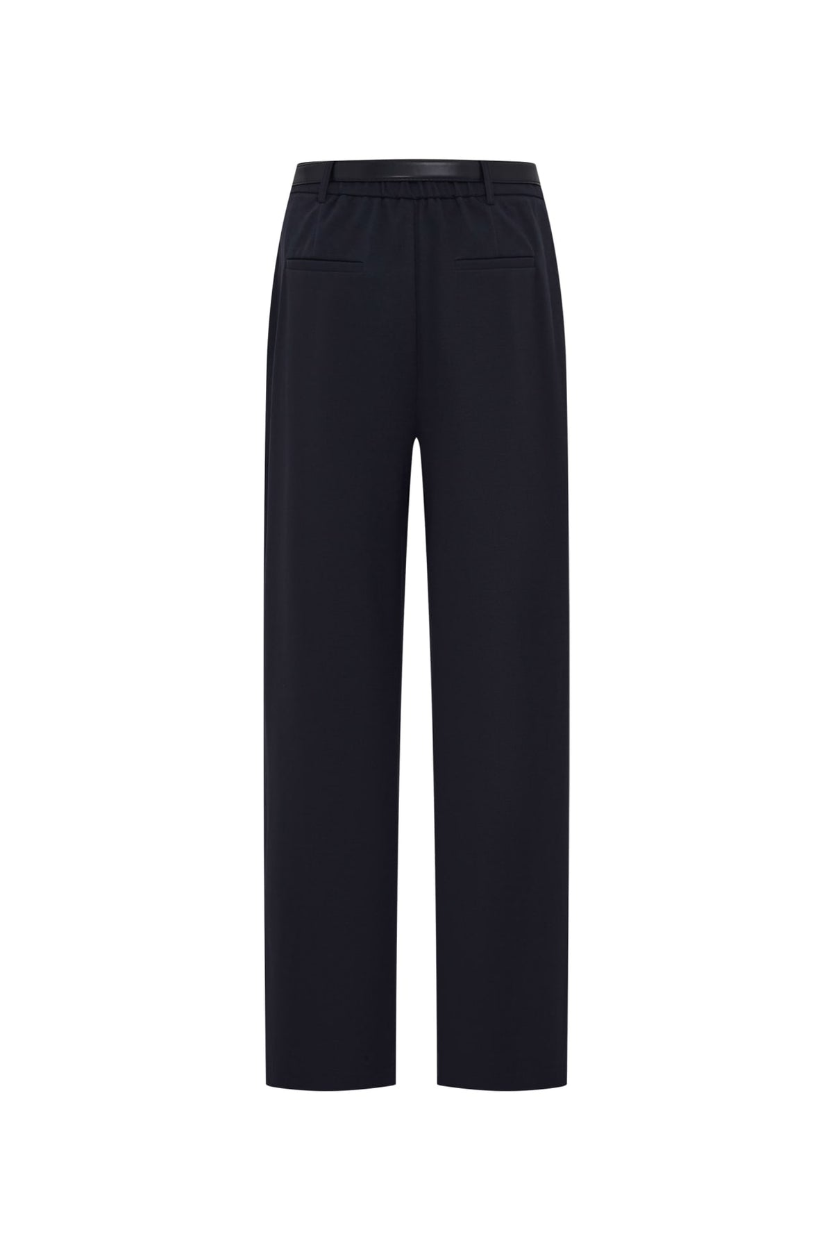 Cotton Blend Pique Twill Straight Leg Casual Pants with Belt