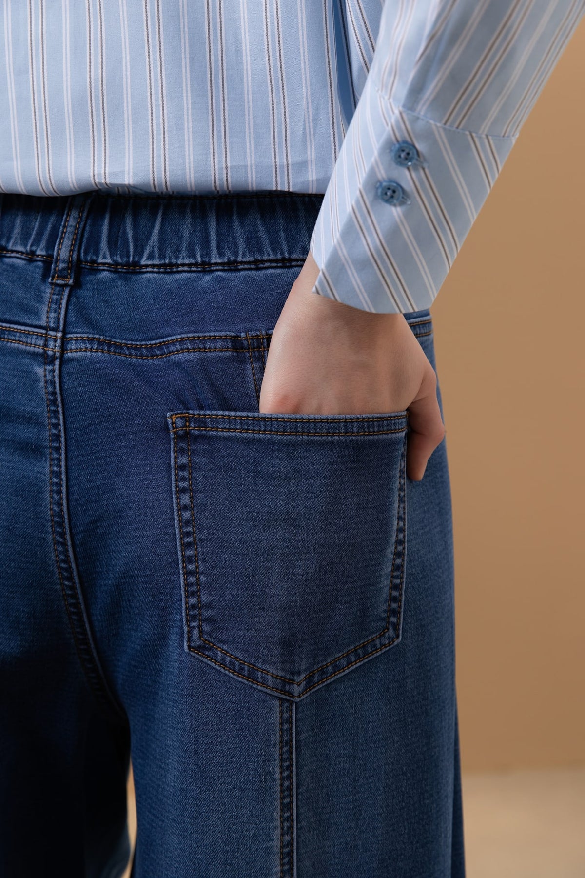 Cotton Blend Twill Wide Leg Denim
