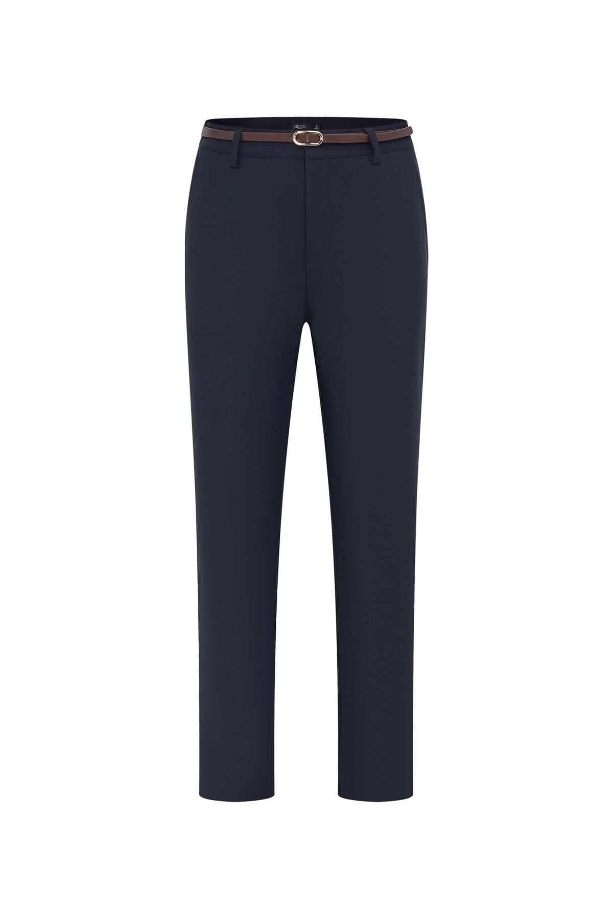 Cotton Nylon Double Weave Skinny Casual Pants with Belt