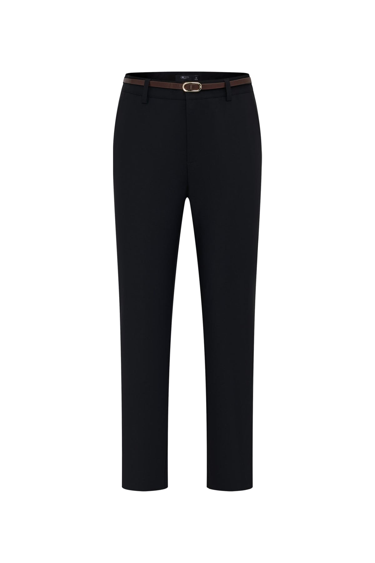 Cotton Nylon Double Weave Skinny Casual Pants with Belt