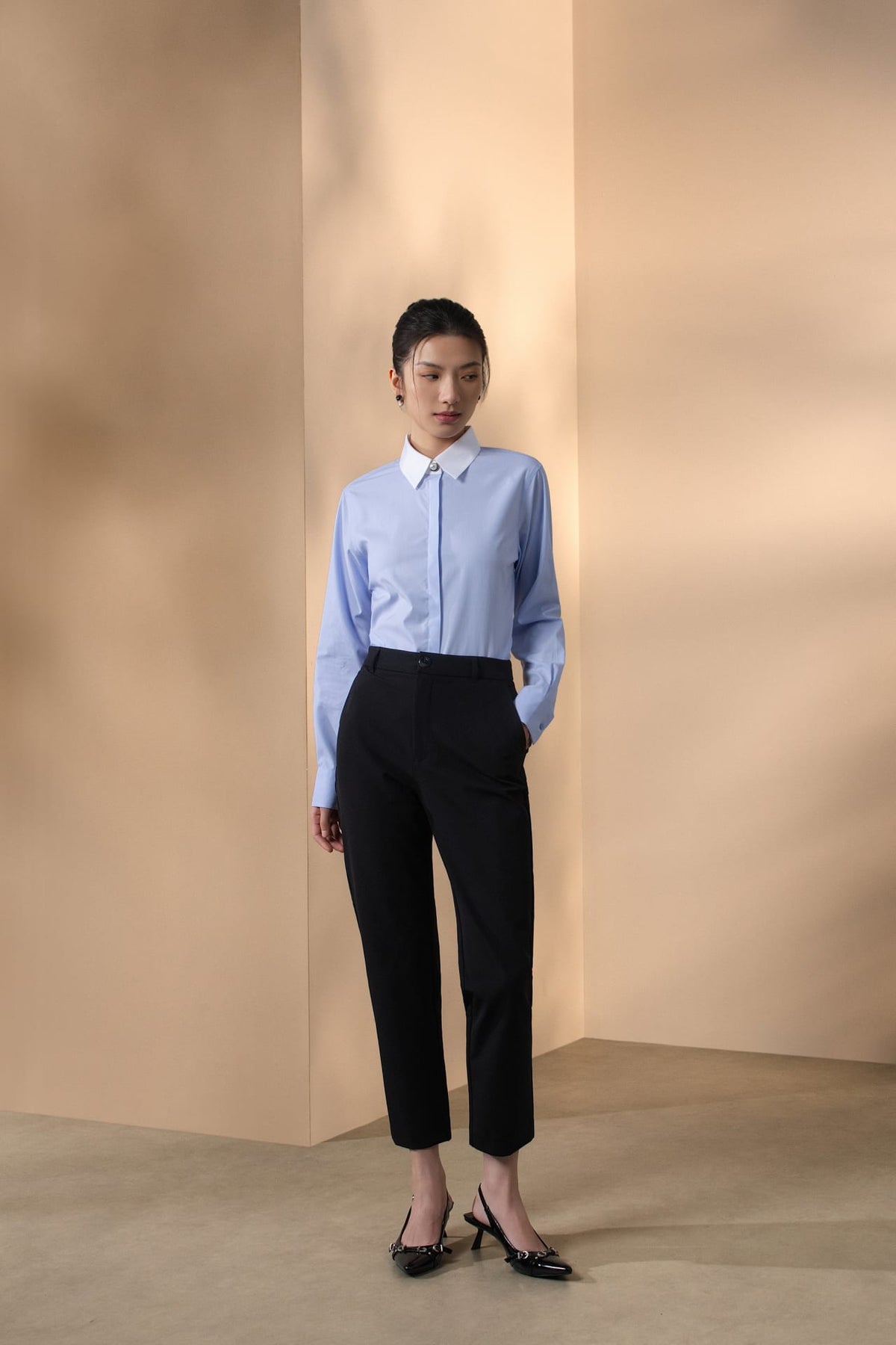 Multi-Way Stretch Nylon Plain Weave Cigarette Casual Pants