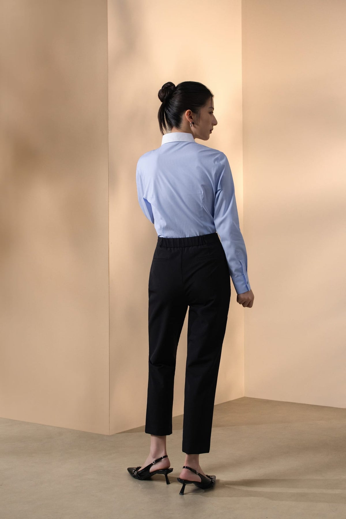 Multi-Way Stretch Nylon Plain Weave Cigarette Casual Pants