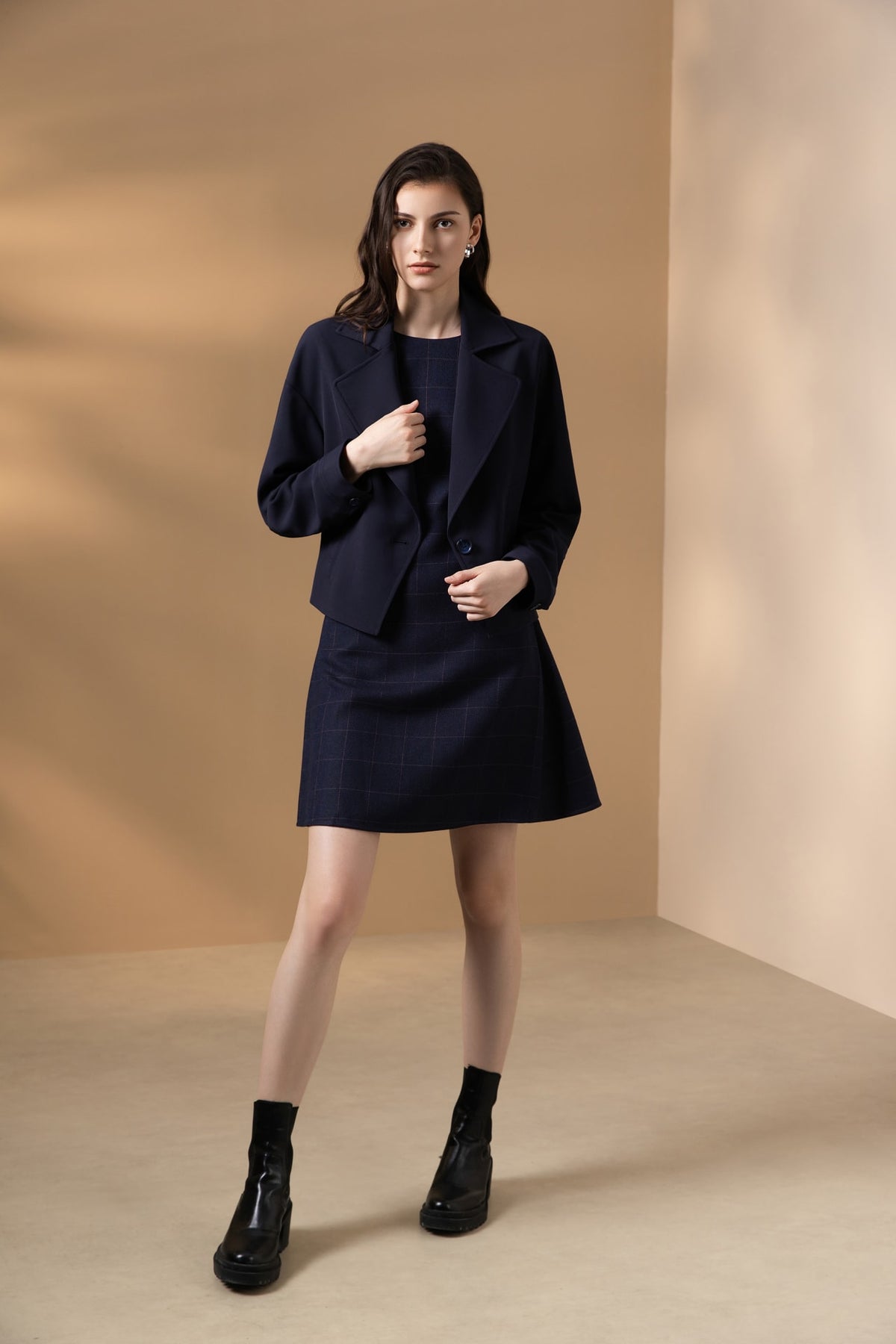 Poly Twill Lapel Collar Jacket