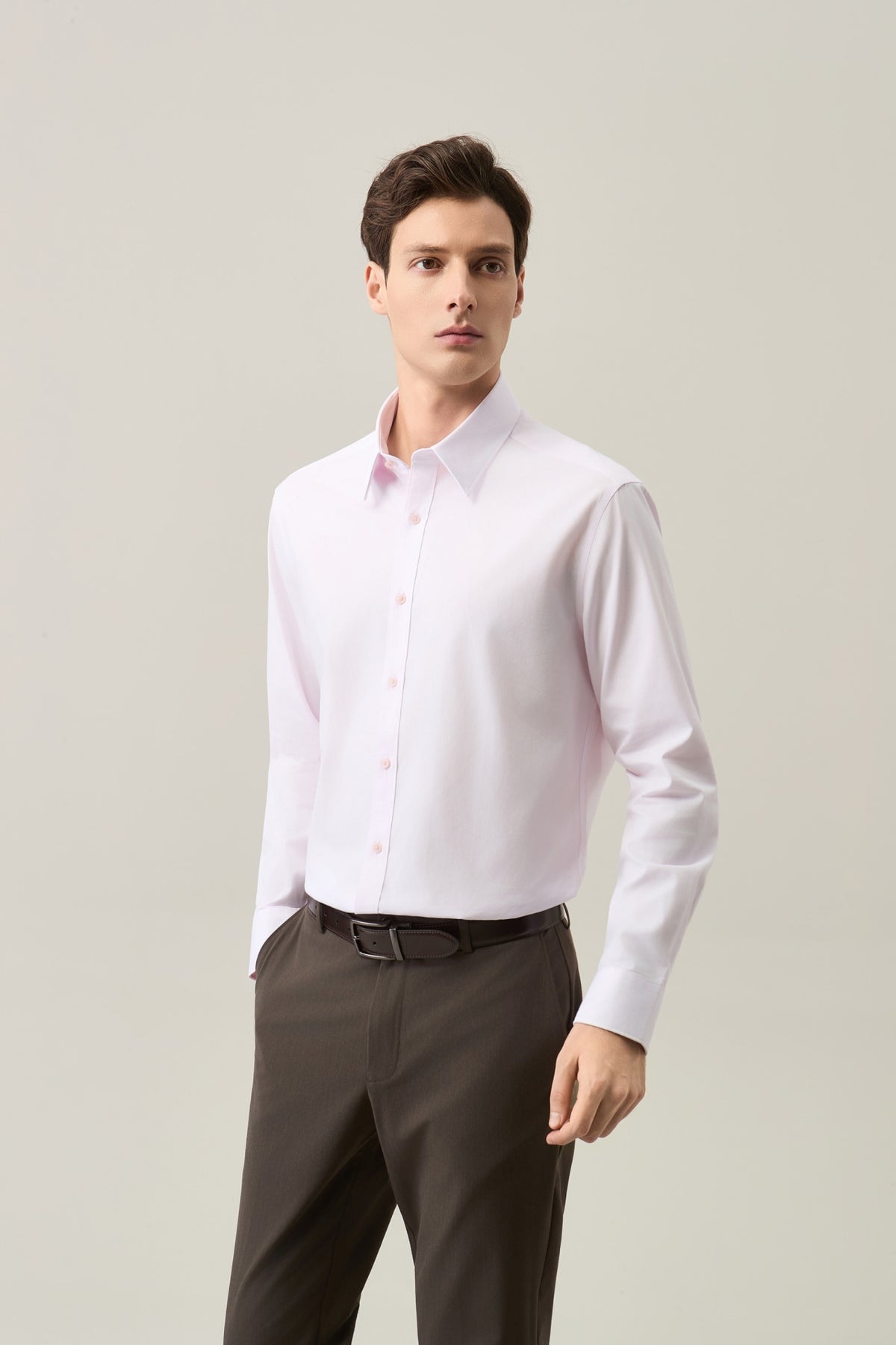 G2000 - Shirts - Non-Iron Easy Care Cotton Blend 2 Tone Smart Fit Long Sleeve Shirt - Pearl Blush - Smart