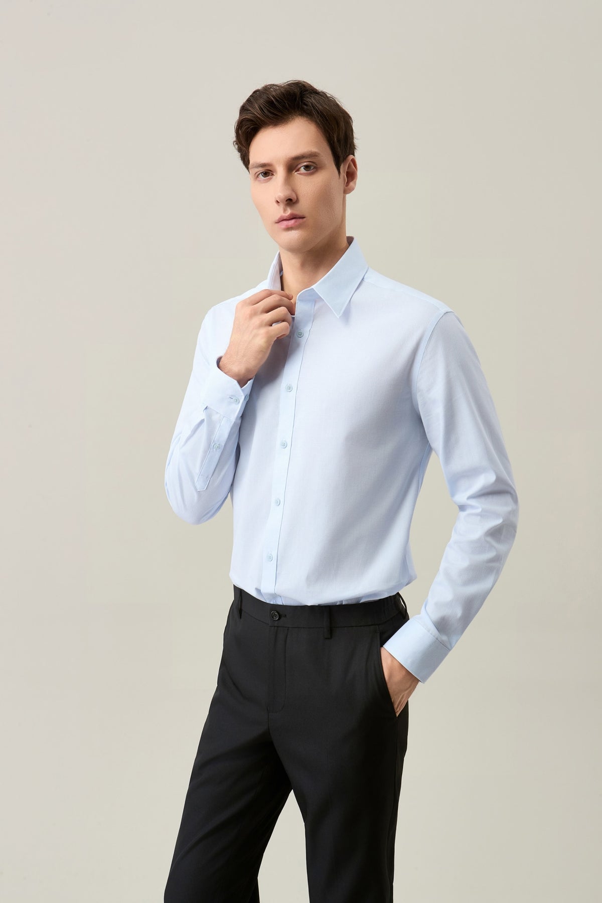 G2000 - Shirts - Non-Iron Easy Care Cotton Blend 2 Tone Smart Fit Long Sleeve Shirt