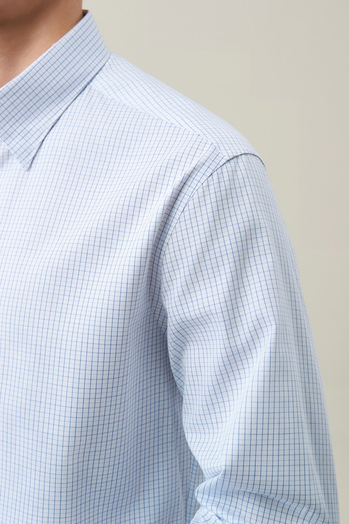 Non-Iron Easy Care Cotton Blend Check Smart Fit Long Sleeve Shirt