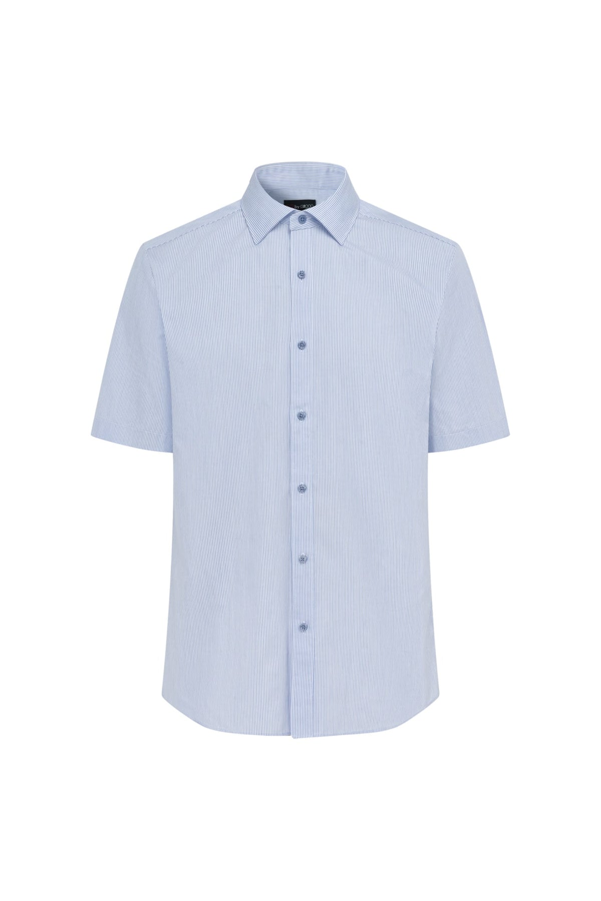 Non-Iron Easy Care Cotton Blend Stripe Smart Fit Short Sleeve Shirt