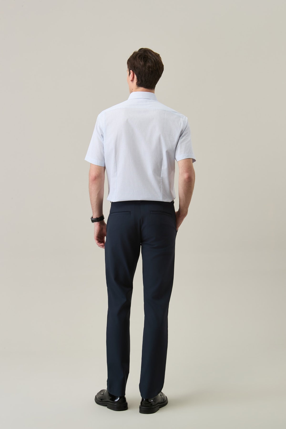 Non-Iron Easy Care Cotton Blend Check Smart Fit Short Sleeve Shirt
