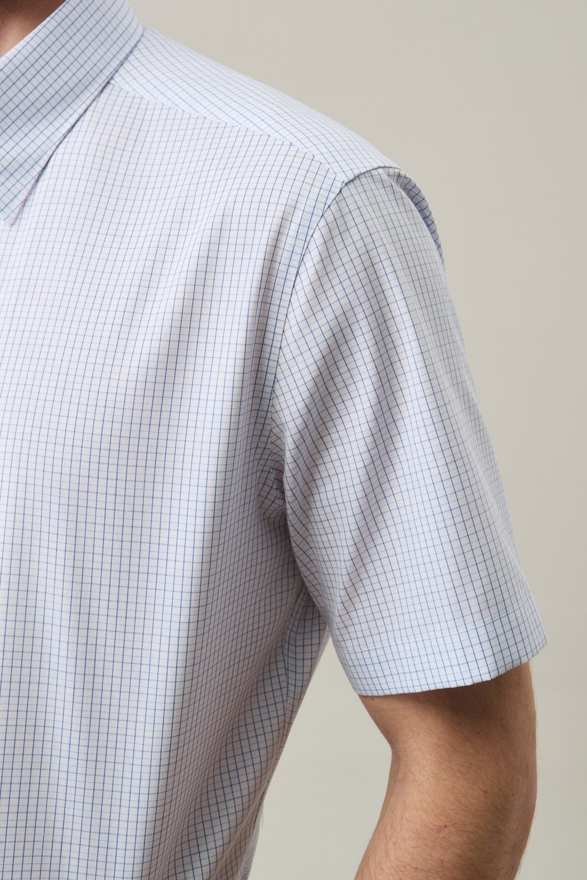 Non-Iron Easy Care Cotton Blend Check Smart Fit Short Sleeve Shirt