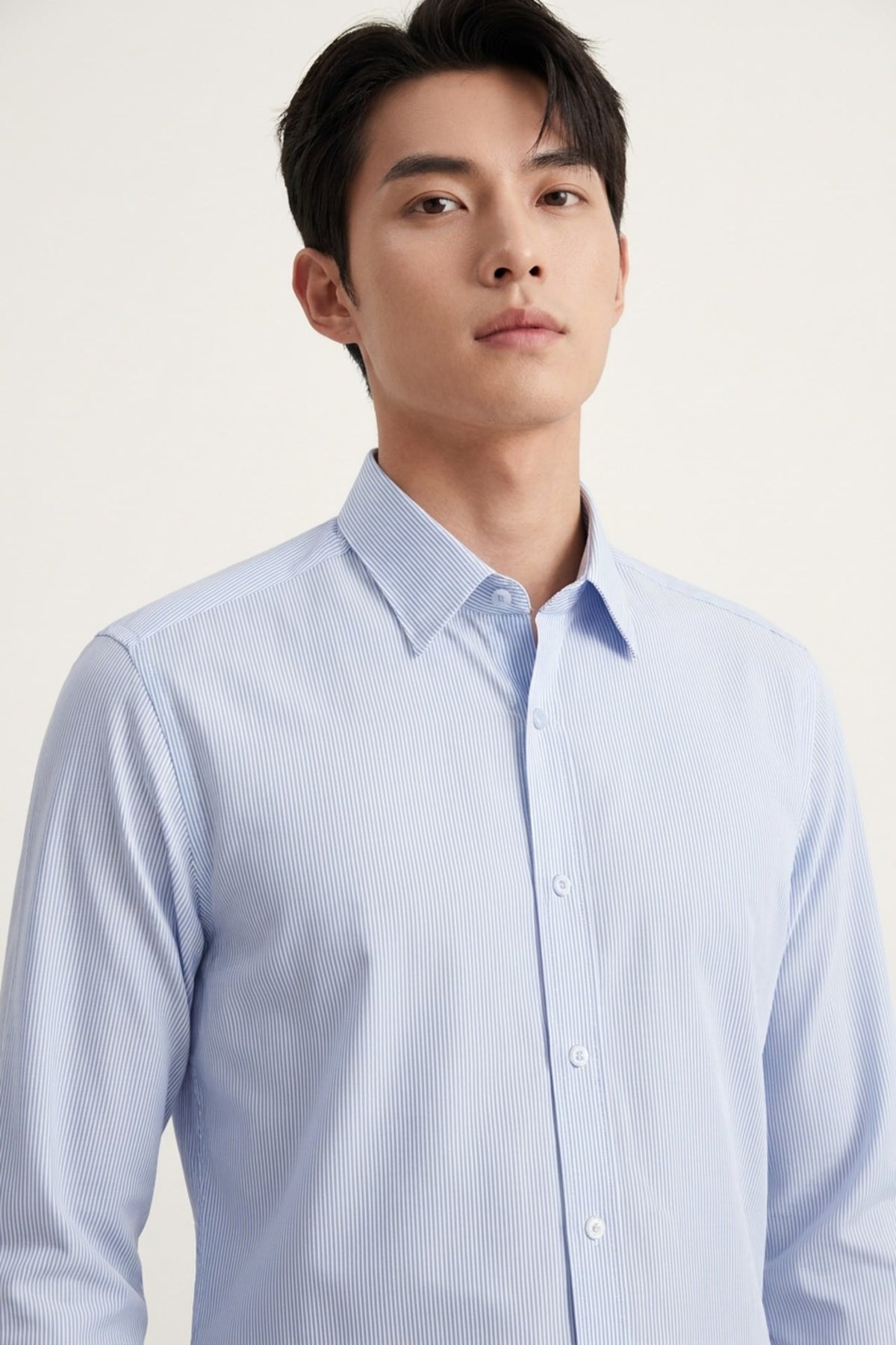 Non-Iron 200/2 Pure Cotton Stripe Slim Fit Long Sleeve Shirt