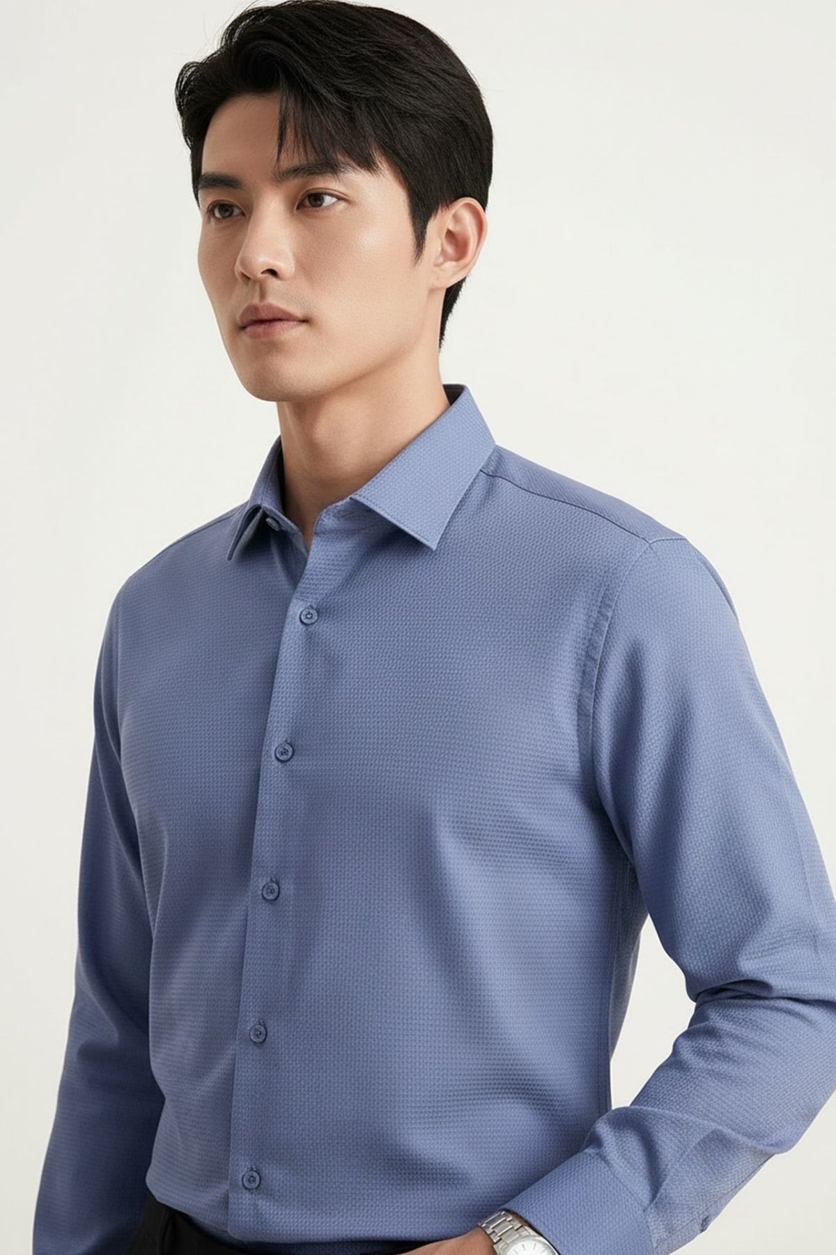 Non-Iron 200/2 Pure Cotton Texture Smart Fit Long Sleeve Shirt