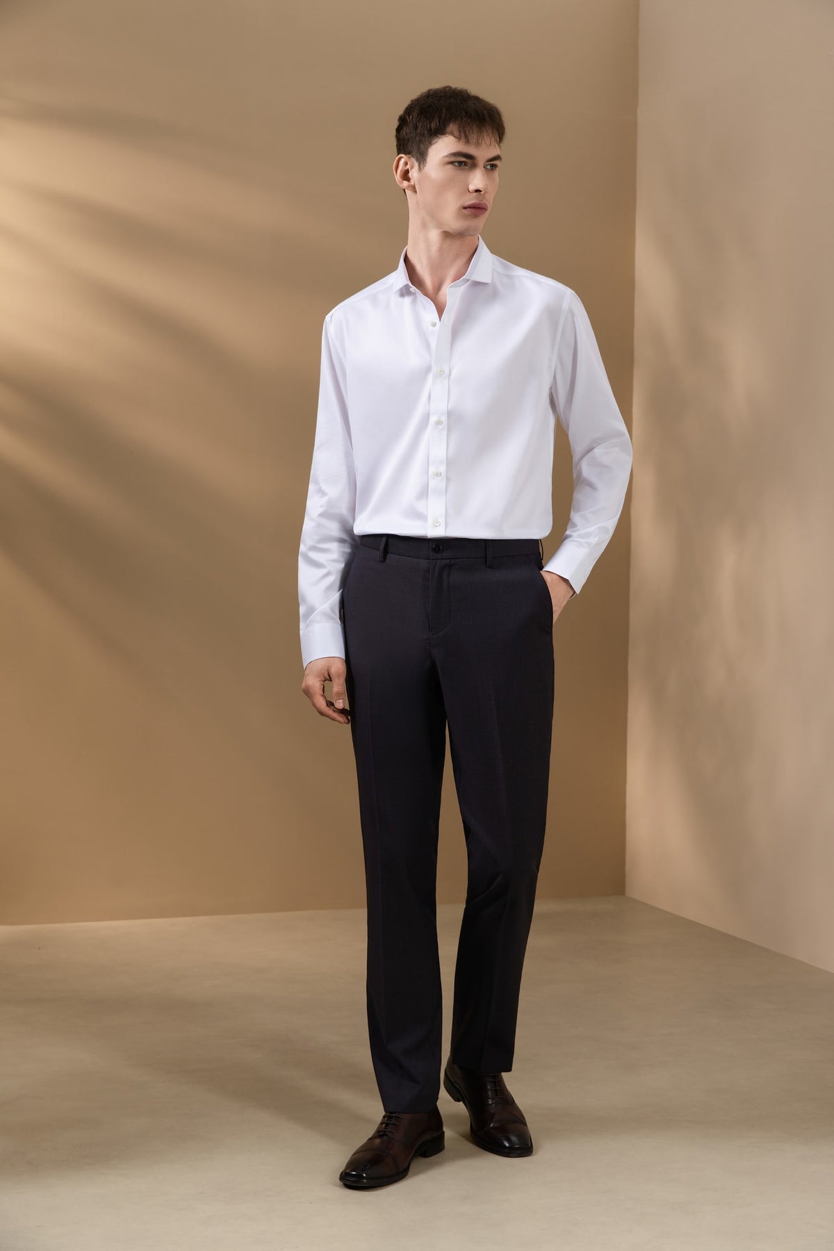 Non-Iron 200/2 Pure Cotton Fine Twill Smart Fit Long Sleeve Shirt