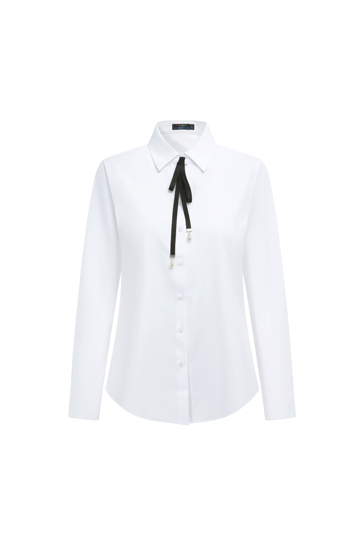 Non-Iron Dry Stretch Poplin Slim Fit Long Sleeve Shirt with Detachable Bow Tie