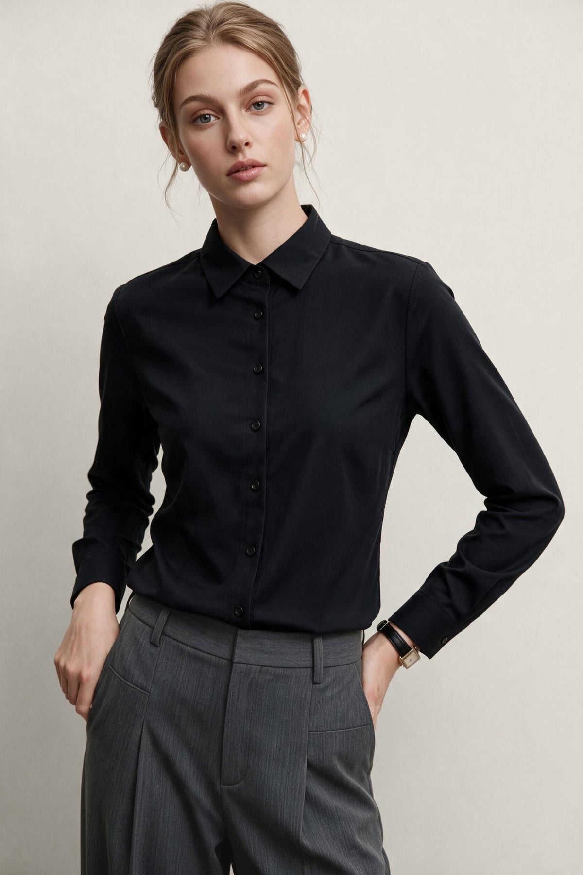 Non-Iron Cotton Blend Popln Slim Fit Long Sleeve Shirt