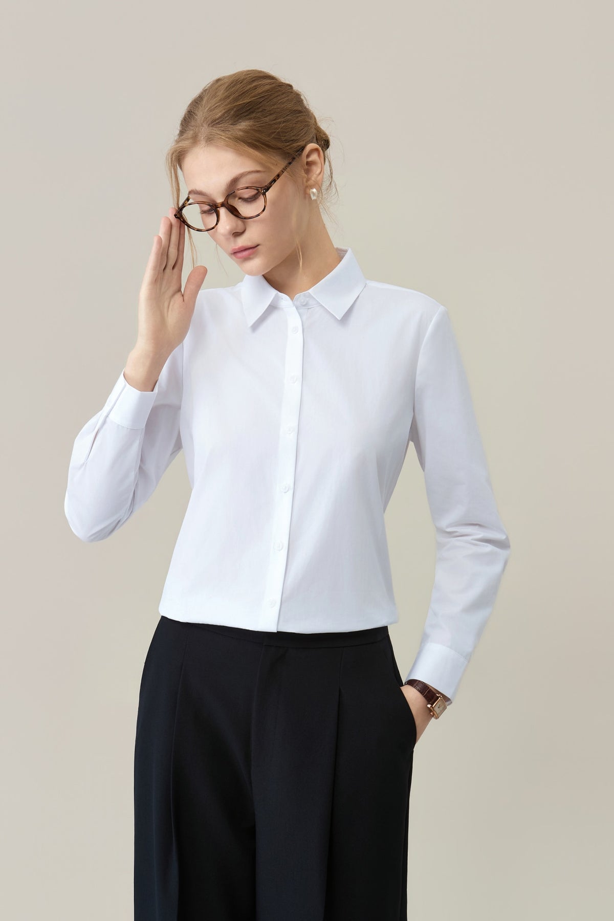 Non-Iron Cotton Blend Popln Comfort Fit Long Sleeve Shirt