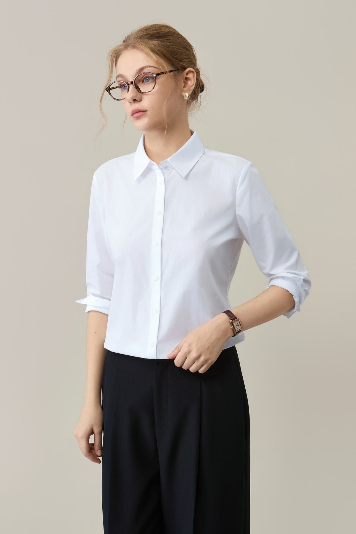 Non-Iron Cotton Blend Popln Comfort Fit Long Sleeve Shirt