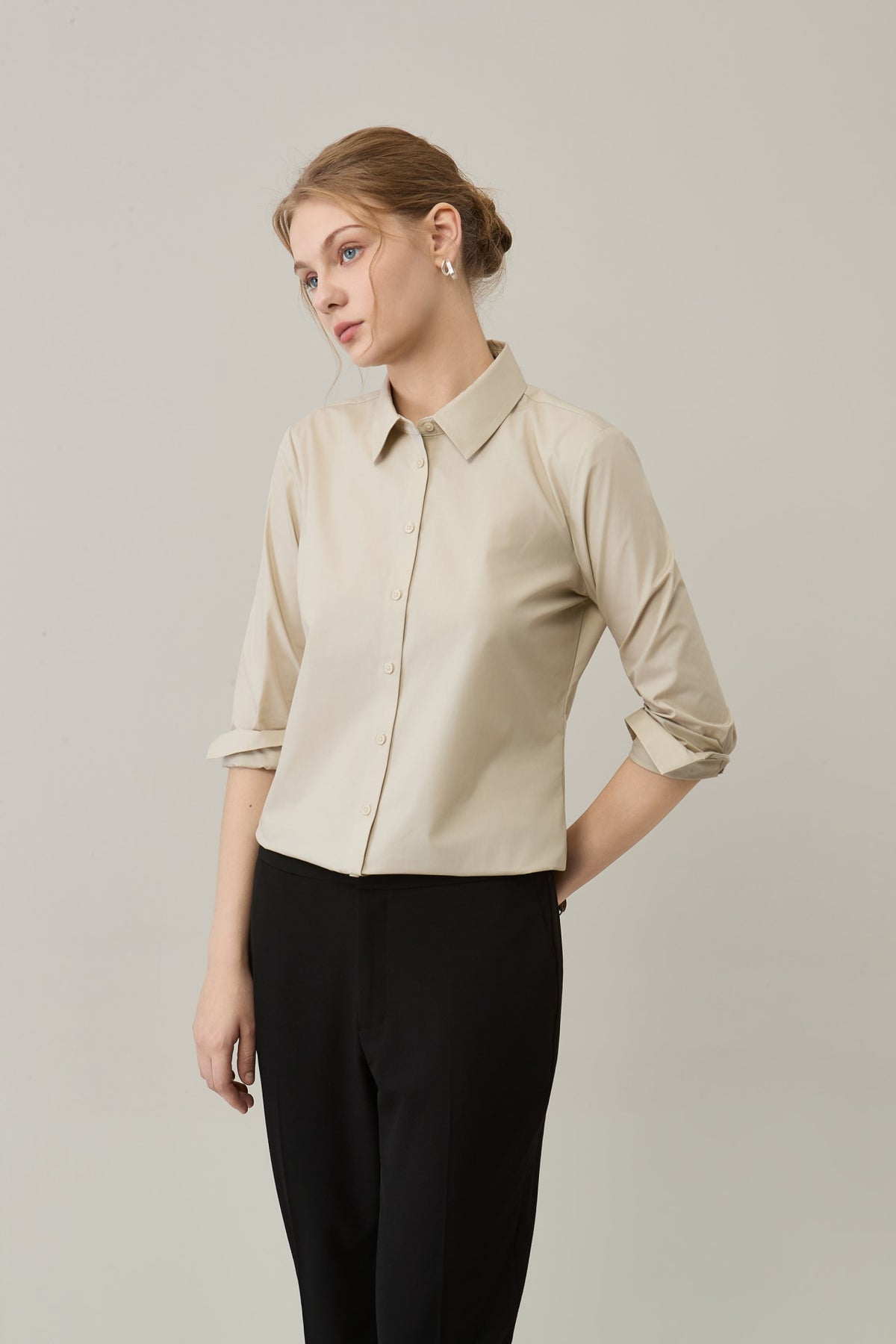 Non-Iron Cotton Blend Popln Comfort Fit Long Sleeve Shirt