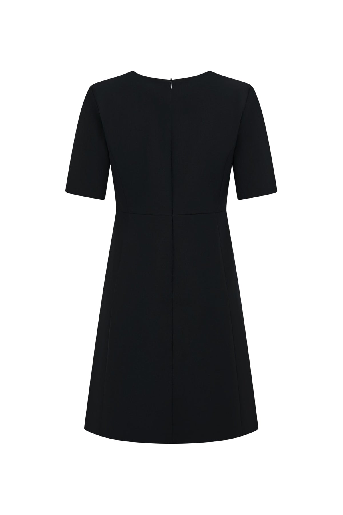 Poly Plain Weave Round Neck A-Shape Dress
