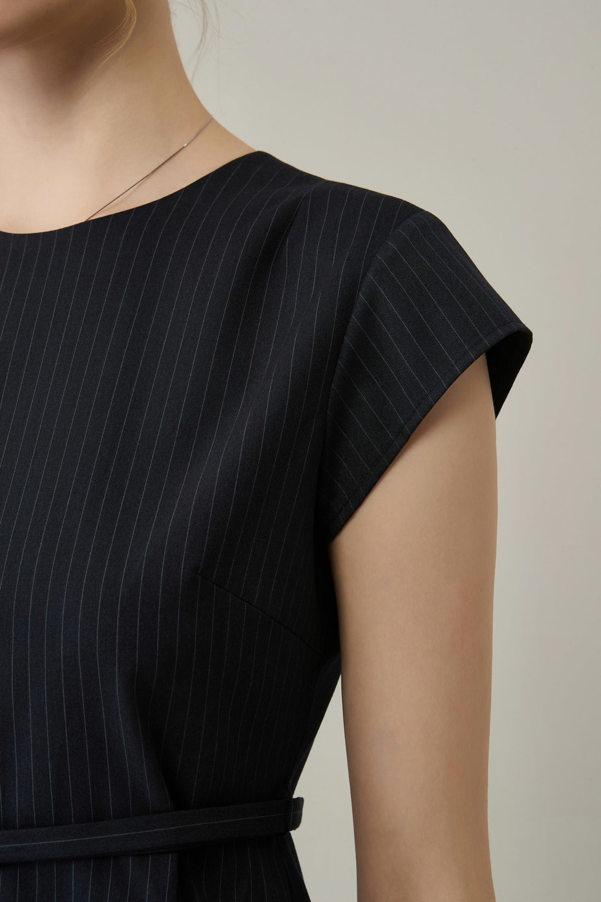 Poly Plain Weave Round Neck A-Shape Dress
