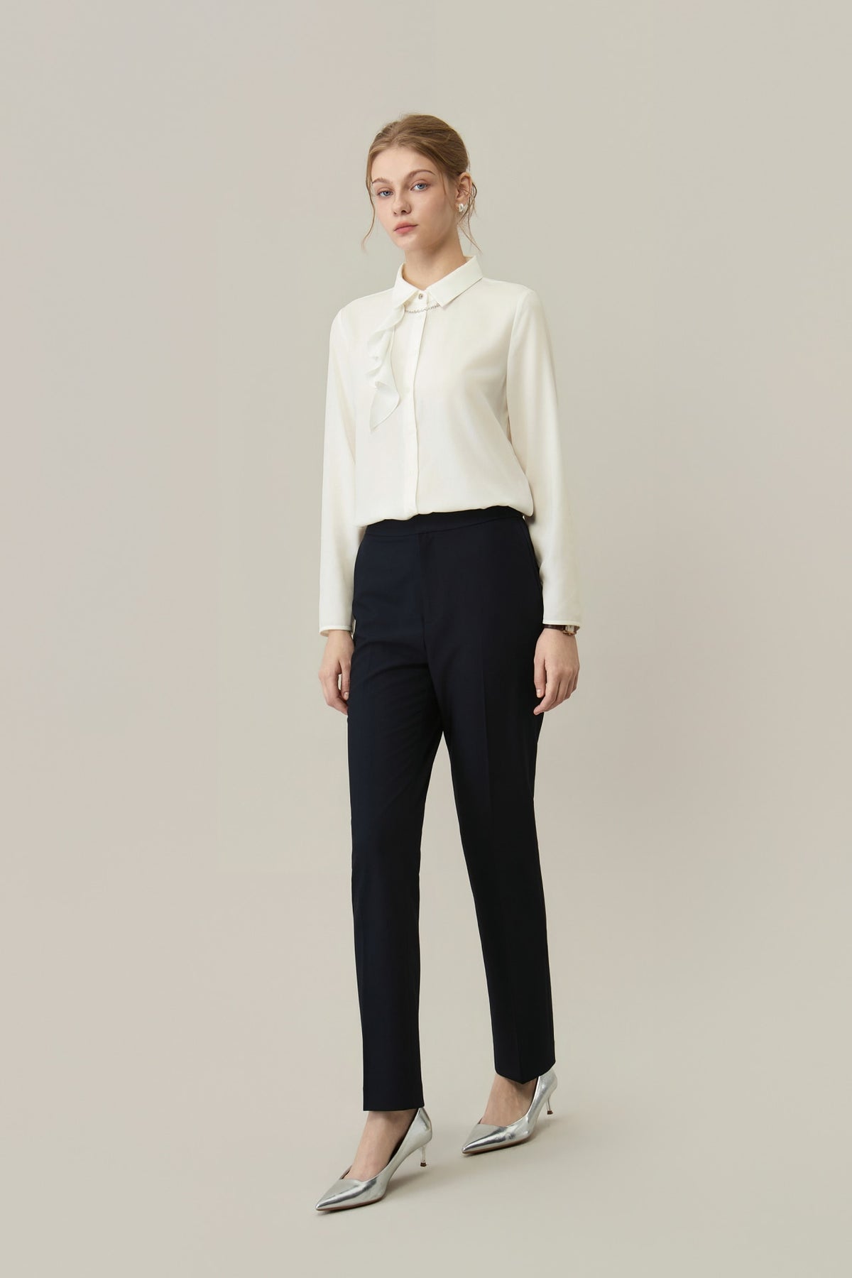 Poly Cerepe Shirt Collar Regular Fit Blouse
