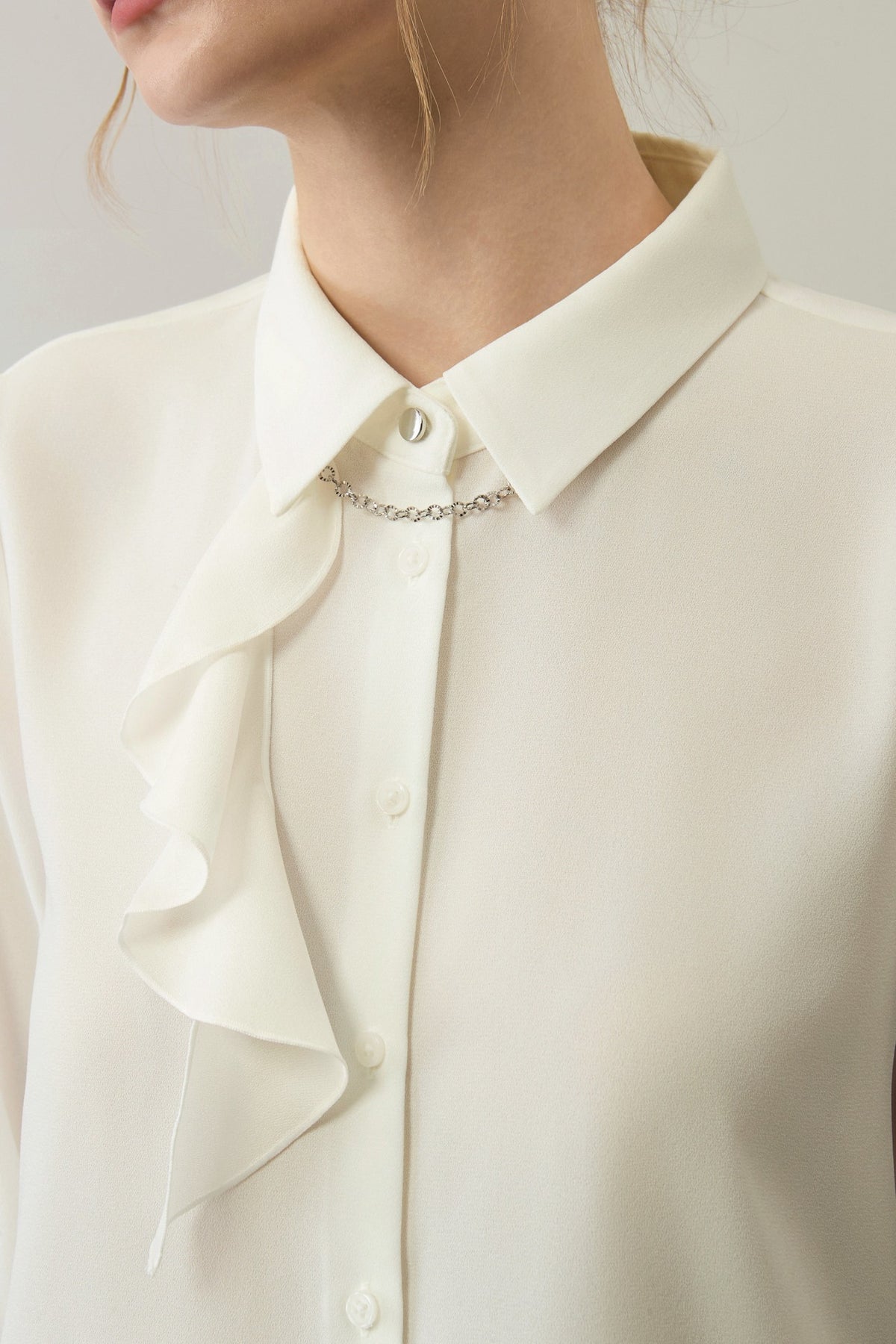 Poly Cerepe Shirt Collar Regular Fit Blouse
