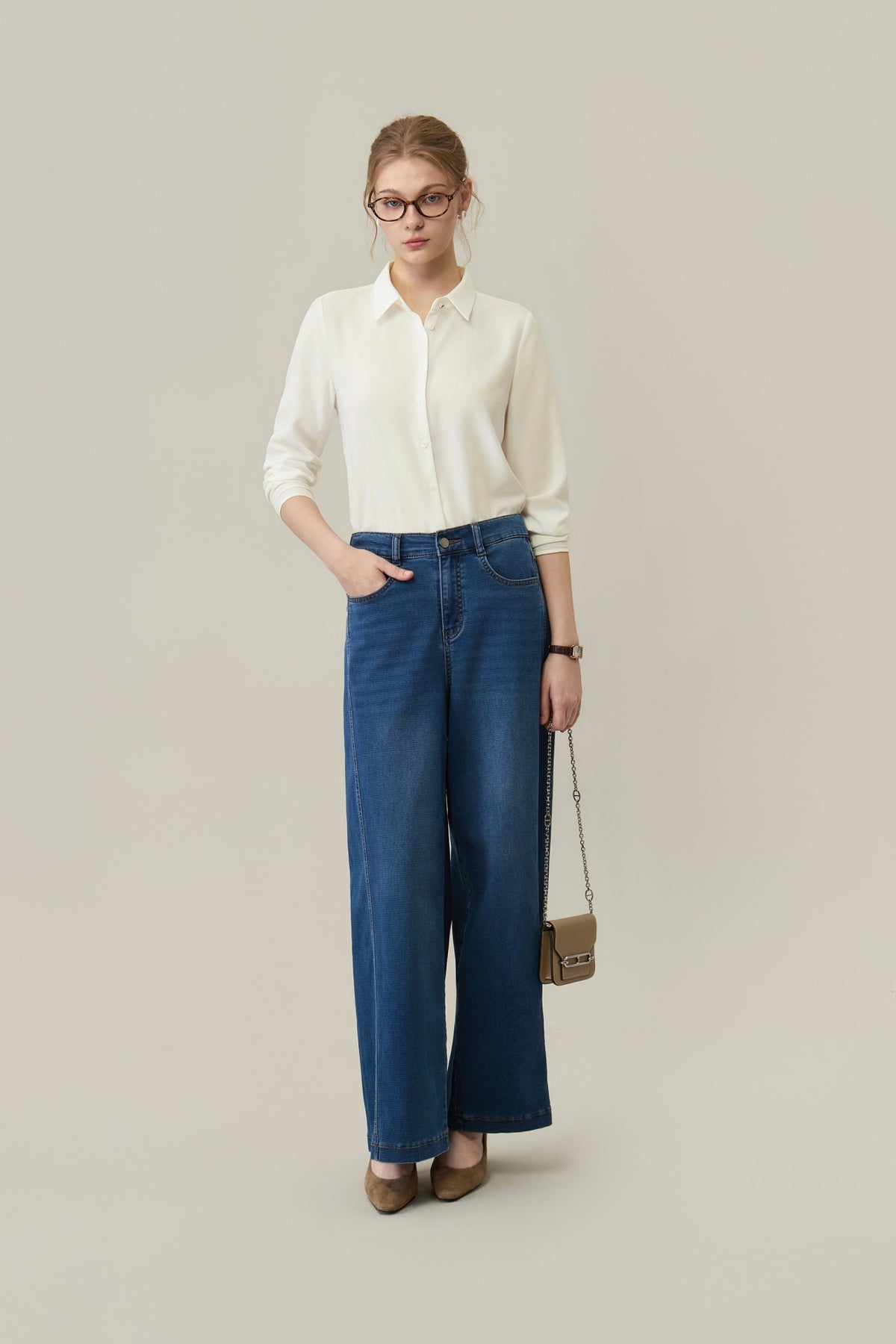 Poly Cerepe Shirt Collar Regular Fit Blouse