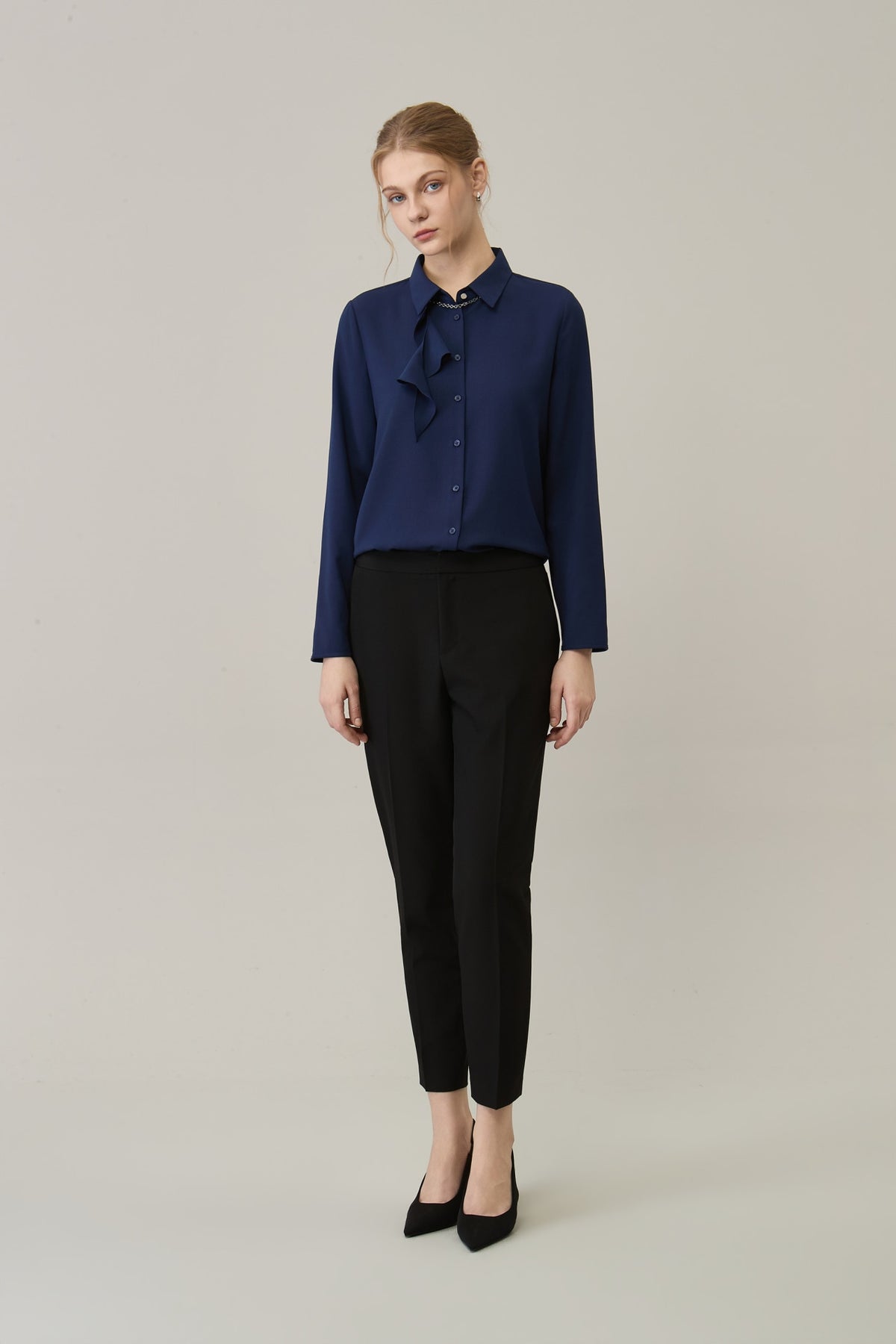 Poly Cerepe Shirt Collar Regular Fit Blouse