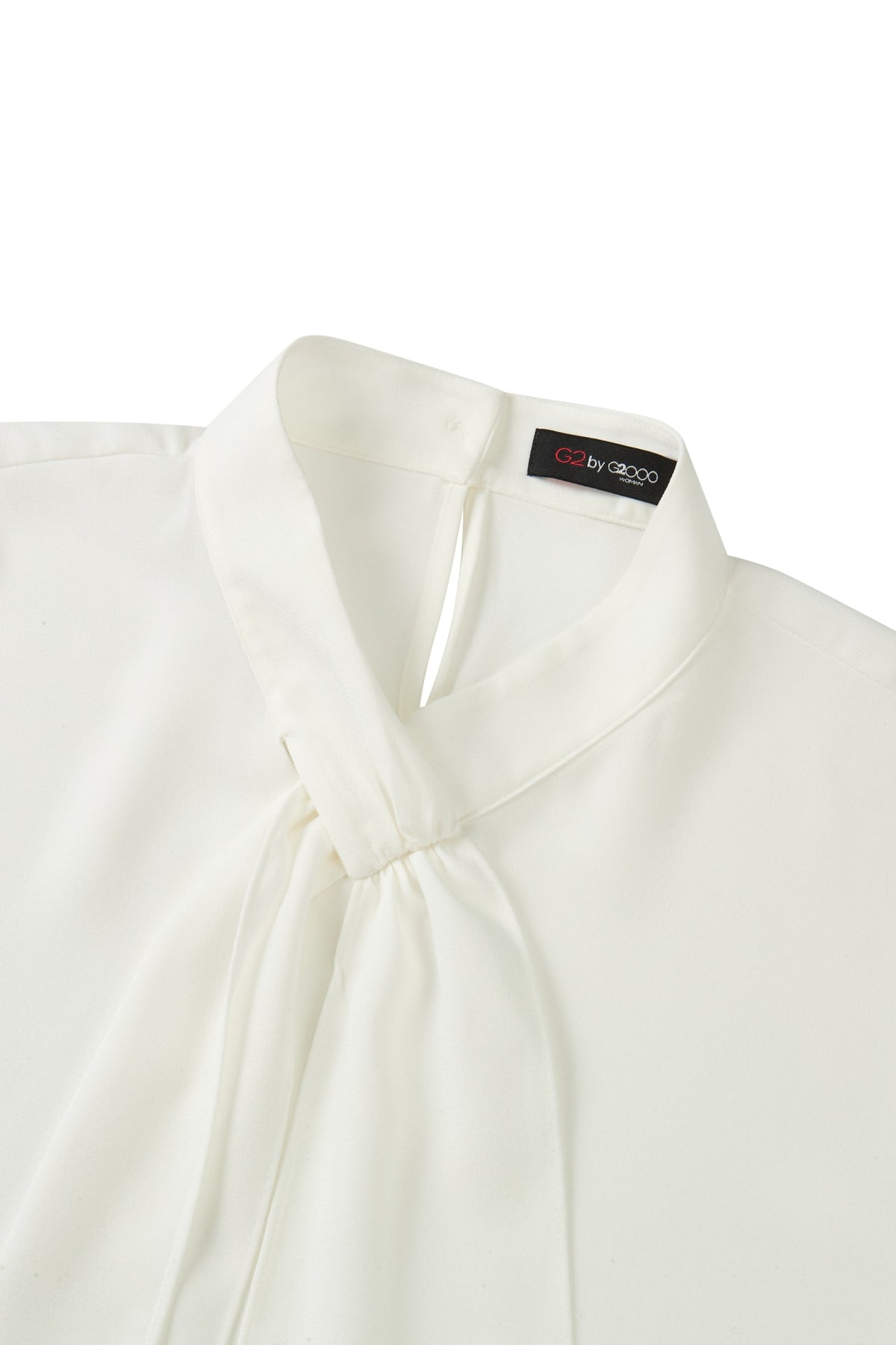 Poly Crepe Self-Tie Stand Collar Regular Fit Blouse
