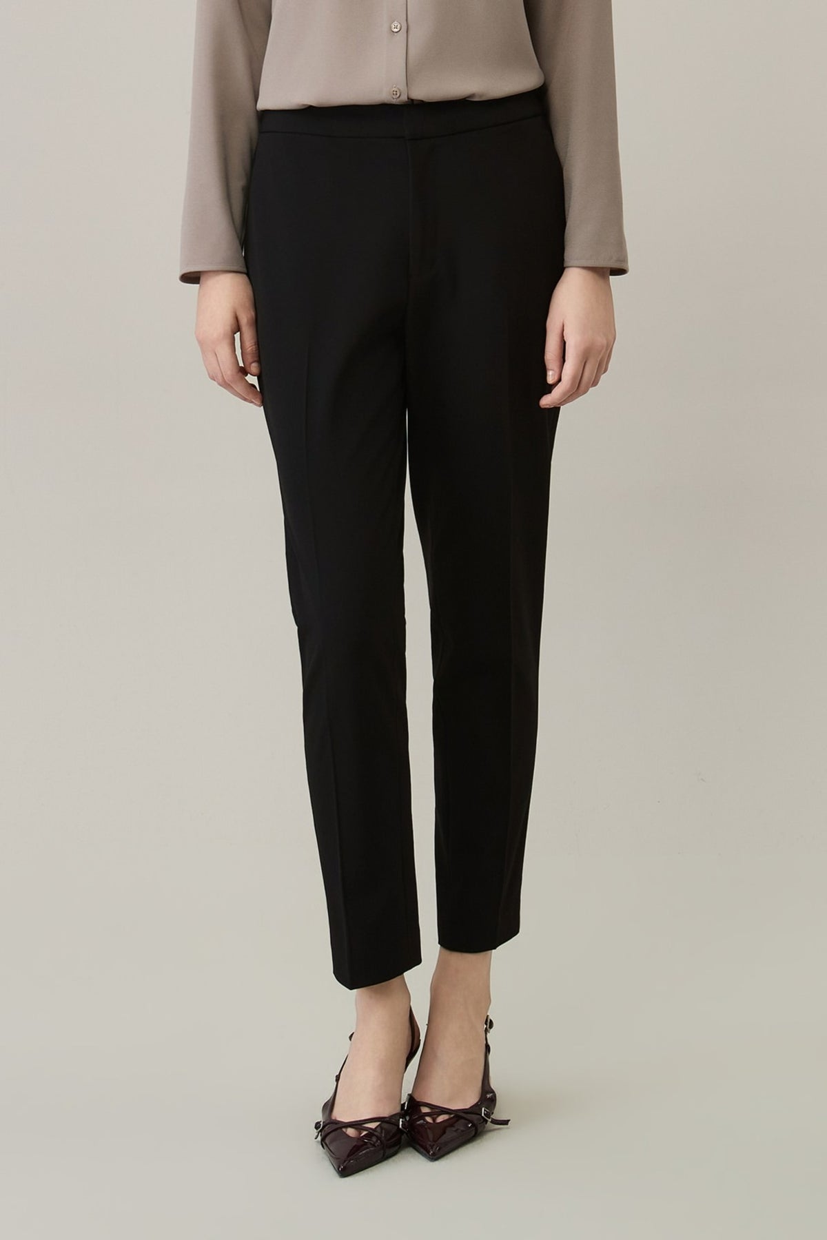 Poly Crepe Cigarette Hip Hanger Suit Pants