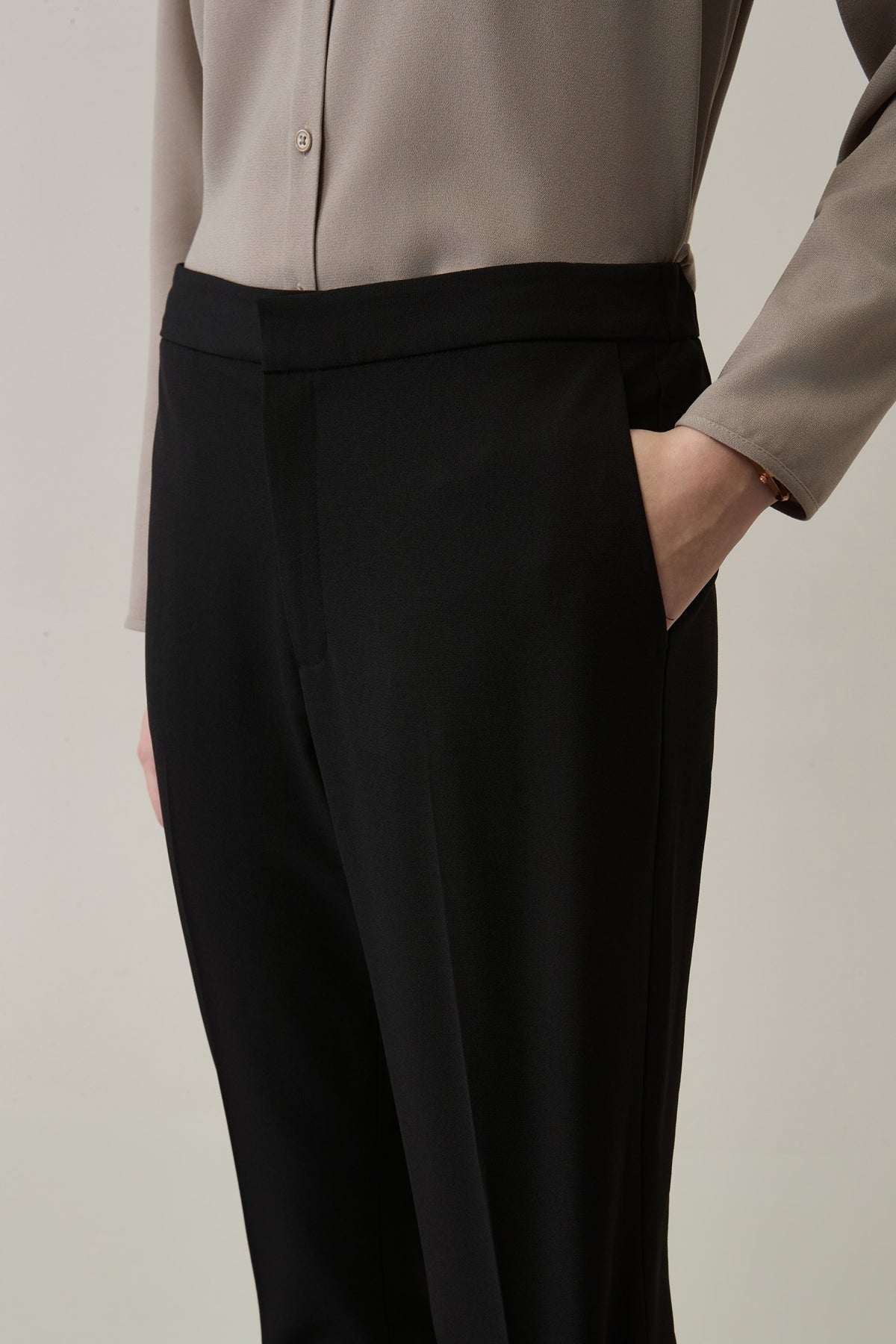 Poly Crepe Cigarette Hip Hanger Suit Pants