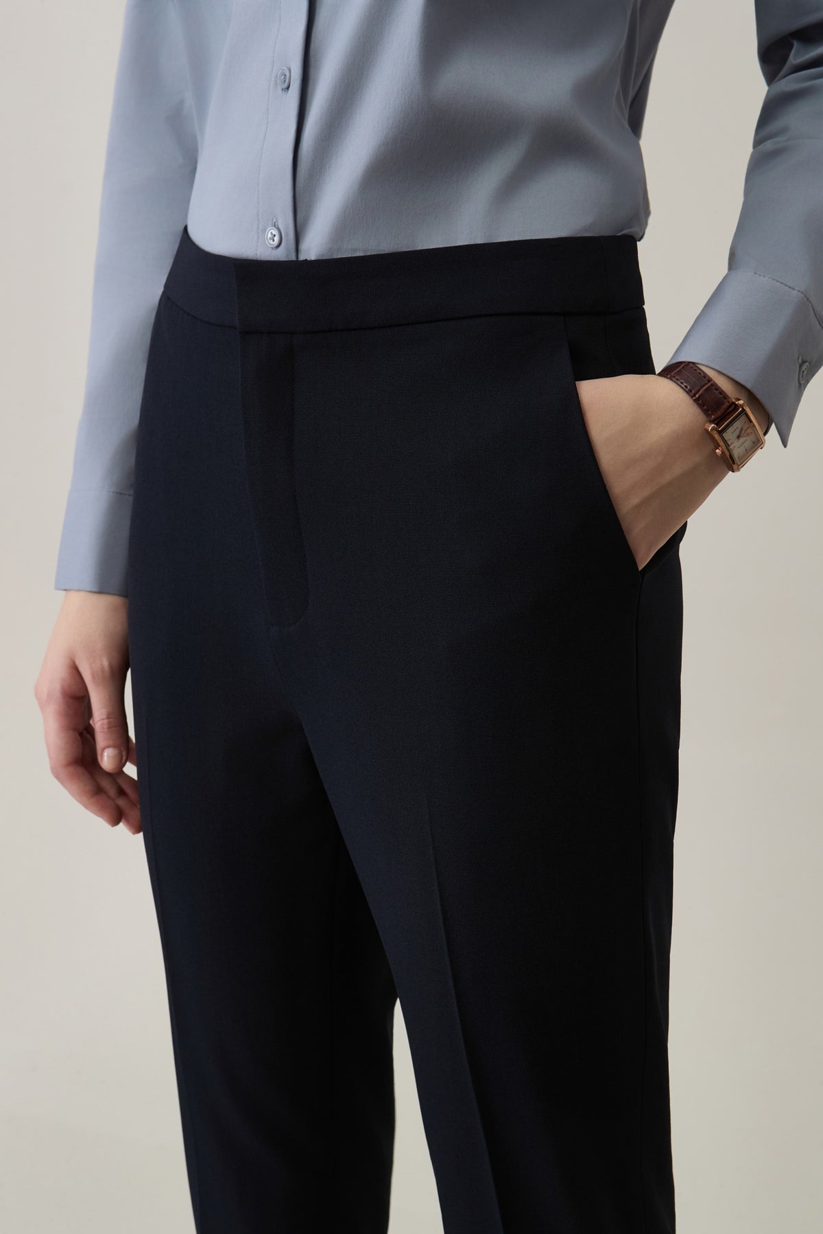 Poly Crepe Cigarette Hip Hanger Suit Pants