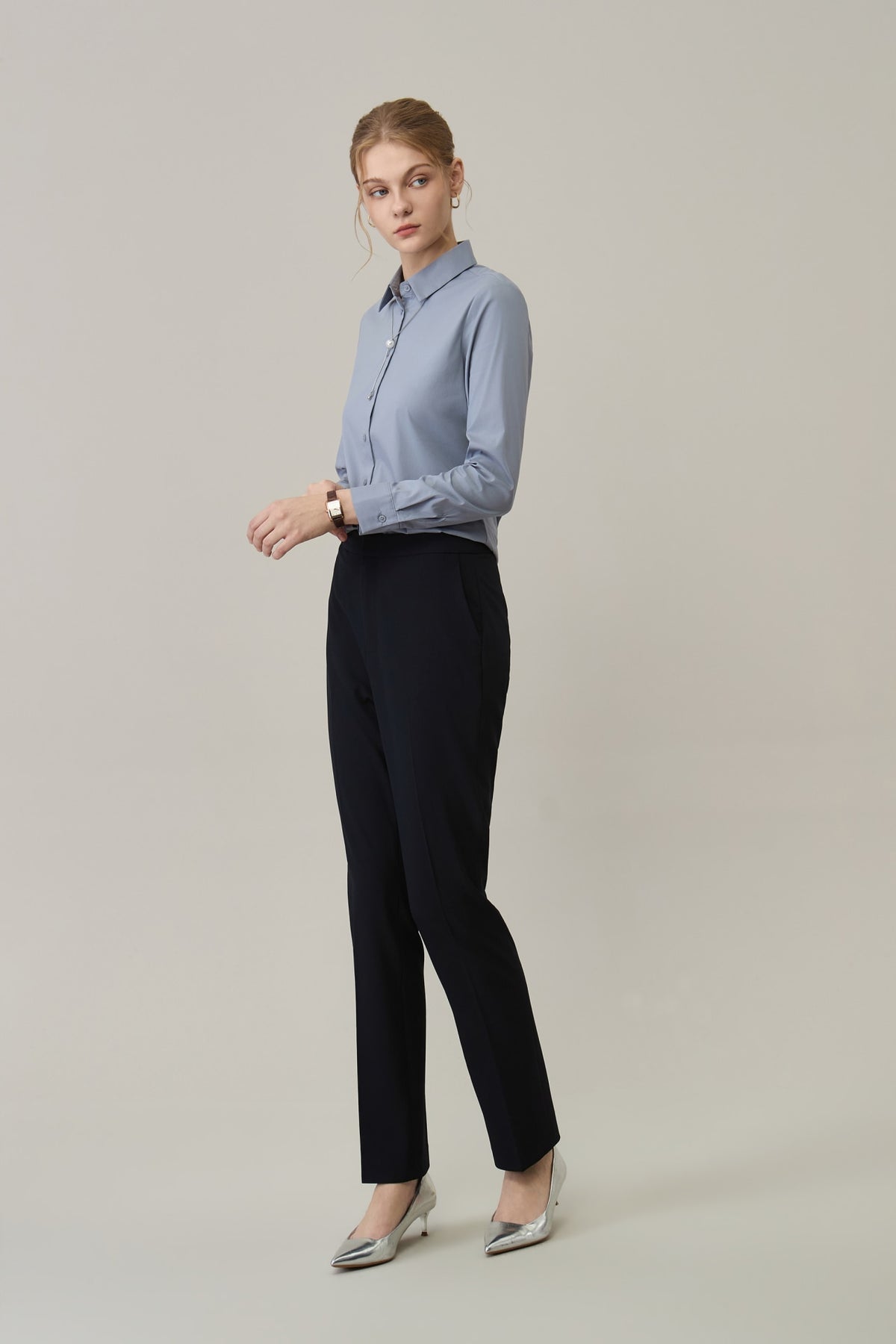 Poly Crepe Cigarette Hip Hanger Suit Pants