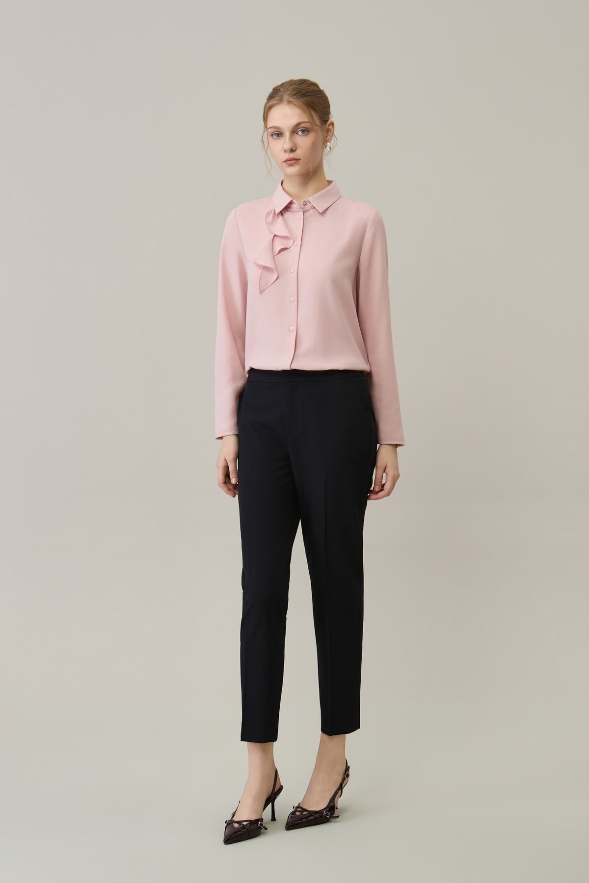 Poly Plain Weave Cigarette Hip Hanger Suit Pants