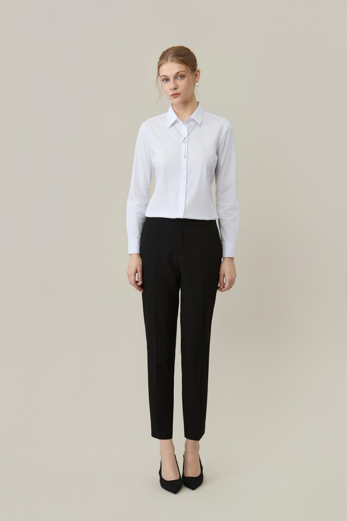 Poly Plain Weave Cigarette Hip Hanger Suit Pants