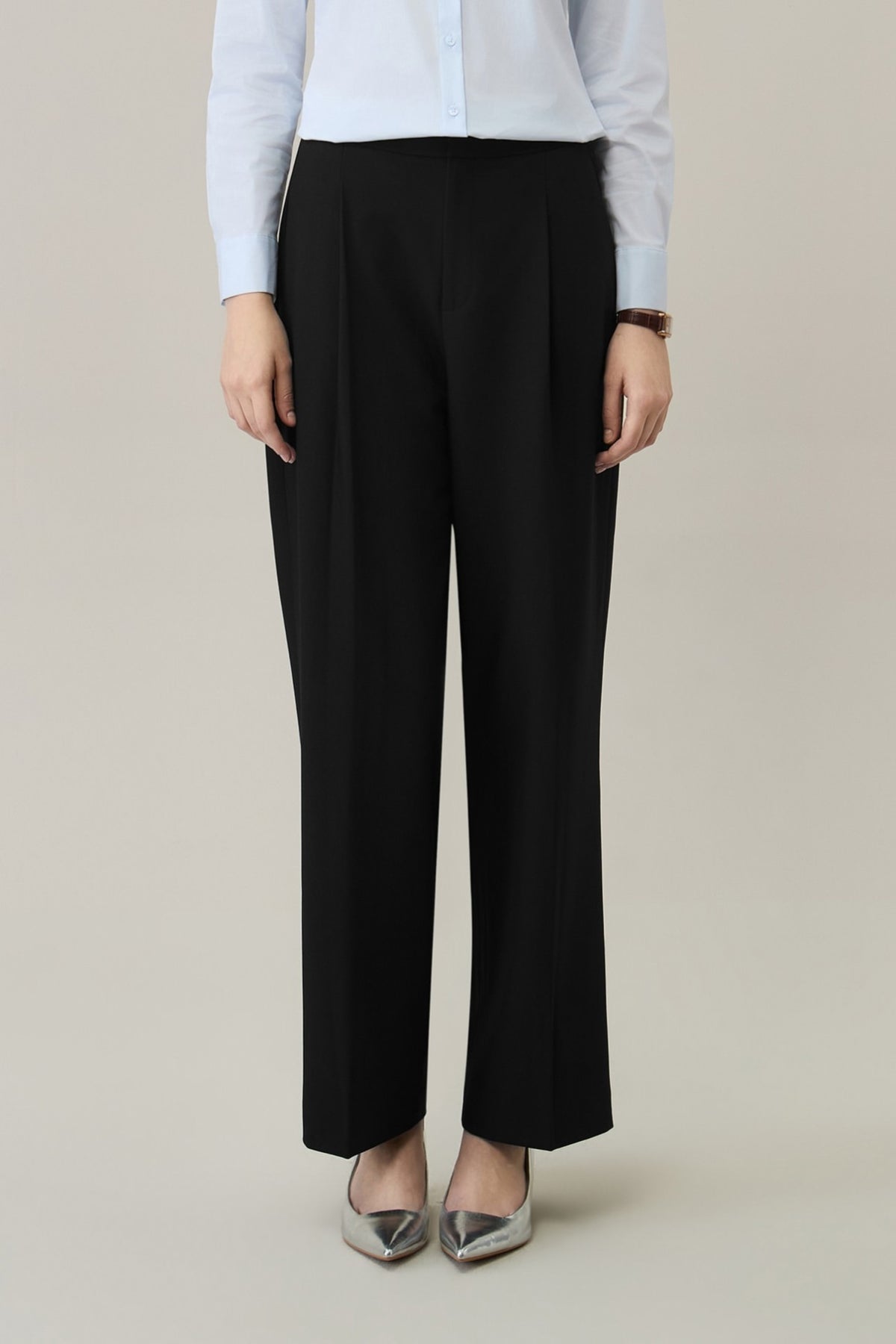 Ploy Rayon Twill Straight Leg Relaxed FIt Suit Pants