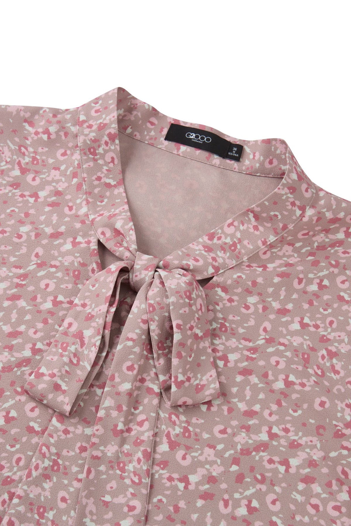 Abstract Leopard-Print Regular Fit Tie Blouse