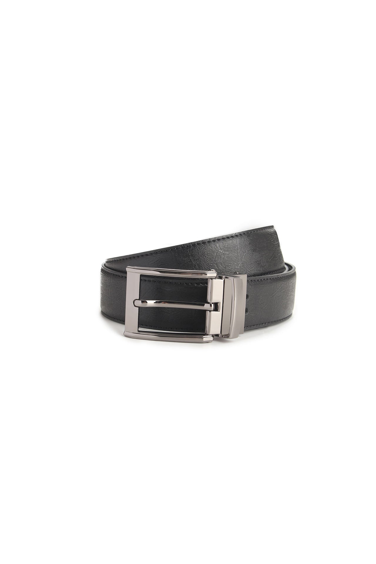 35mm Black Genuine Split Leather Reversible Belt [Without Buckle