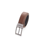 35mm Chocolate Genuine Split Leather Reversible Belt