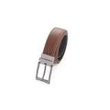 35mm Chocolate Genuine Split Leather Reversible Belt