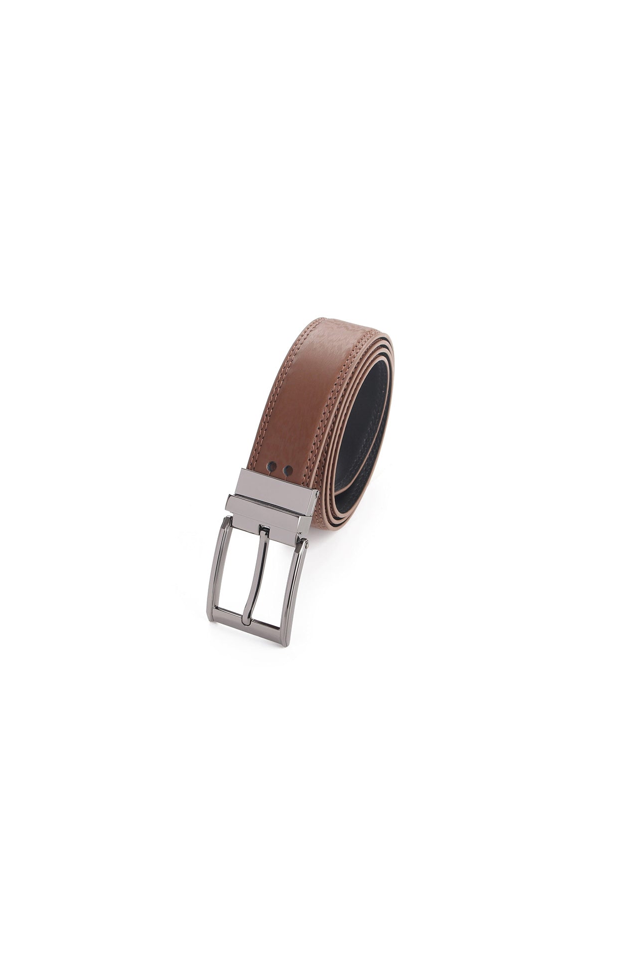 35mm Chocolate Genuine Split Leather Reversible Belt