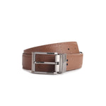 35mm Chocolate Genuine Split Leather Reversible Belt