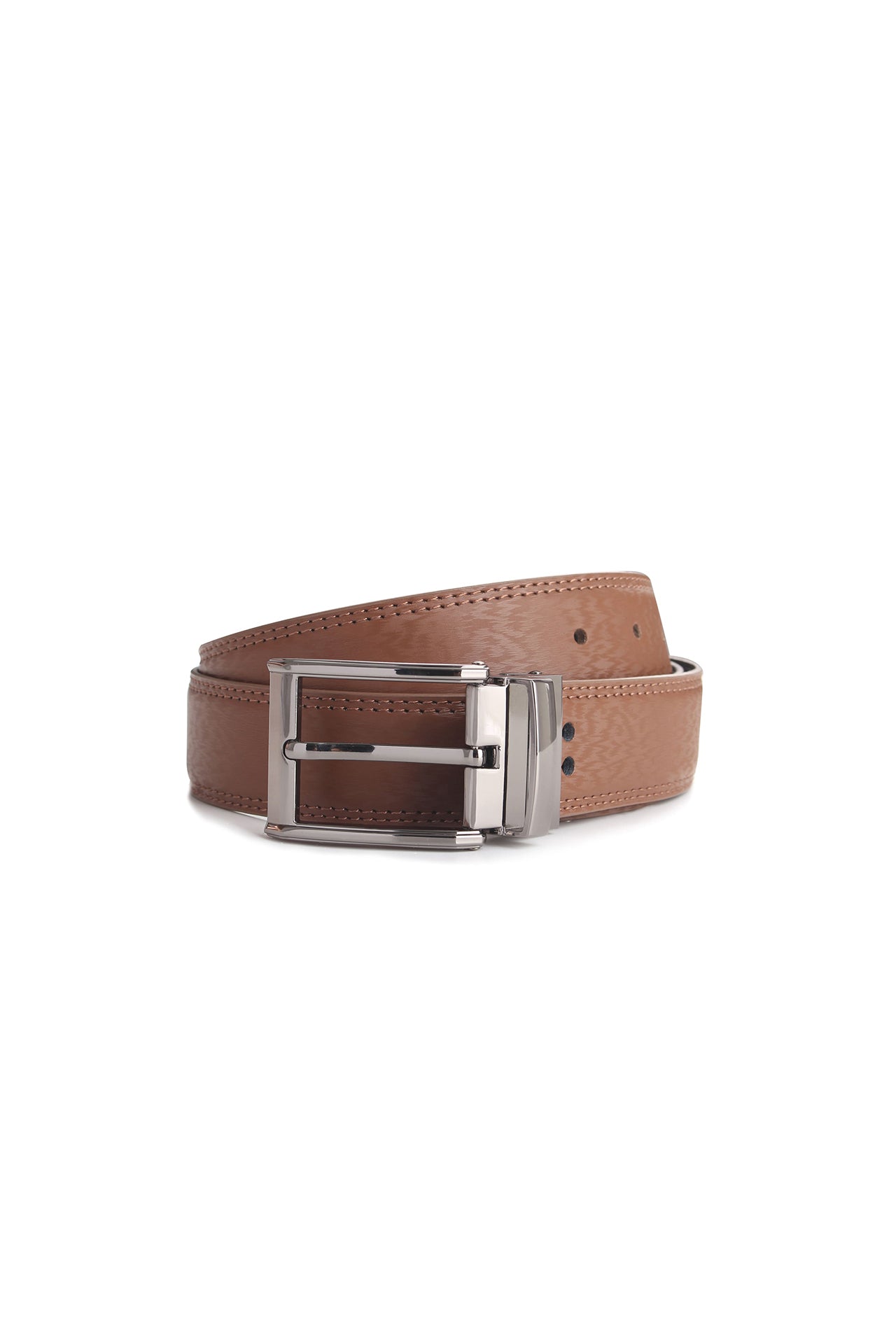 35mm Chocolate Genuine Split Leather Reversible Belt