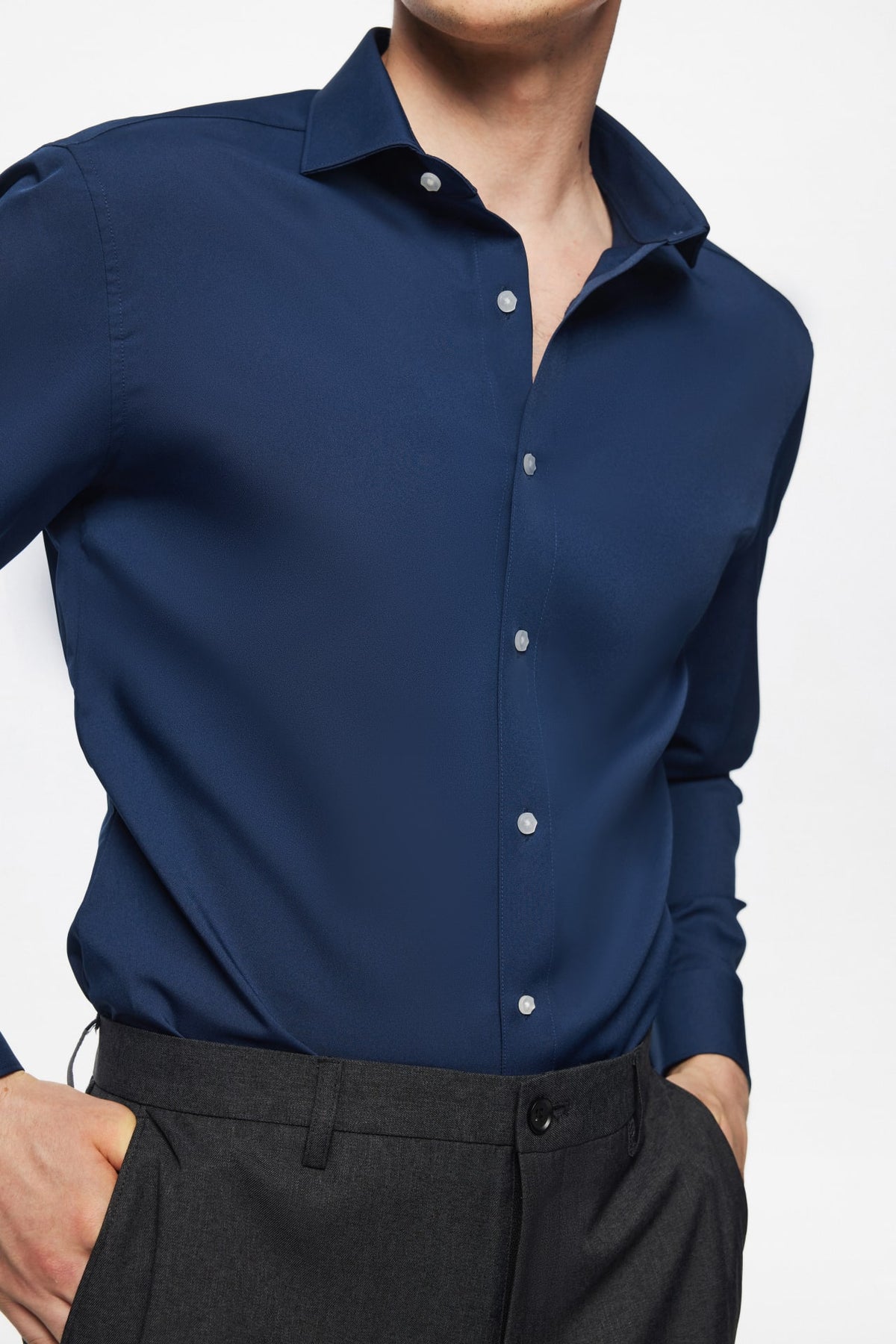 Non-Iron Dry Poplin Smart Fit Long Sleeve Shirt
