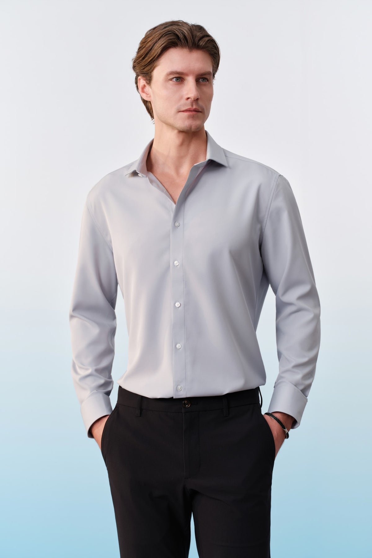G2000 Shirts Non-Iron Dry Poplin Smart Fit Long Sleeve Shirt Lilac Marble Smart