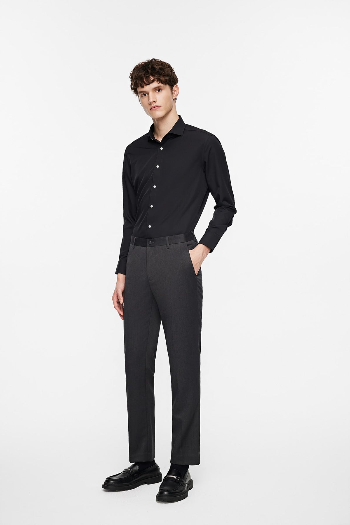 G2000 Shirts Non-Iron Dry Poplin Smart Fit Long Sleeve Shirt Darkened Slate Smart