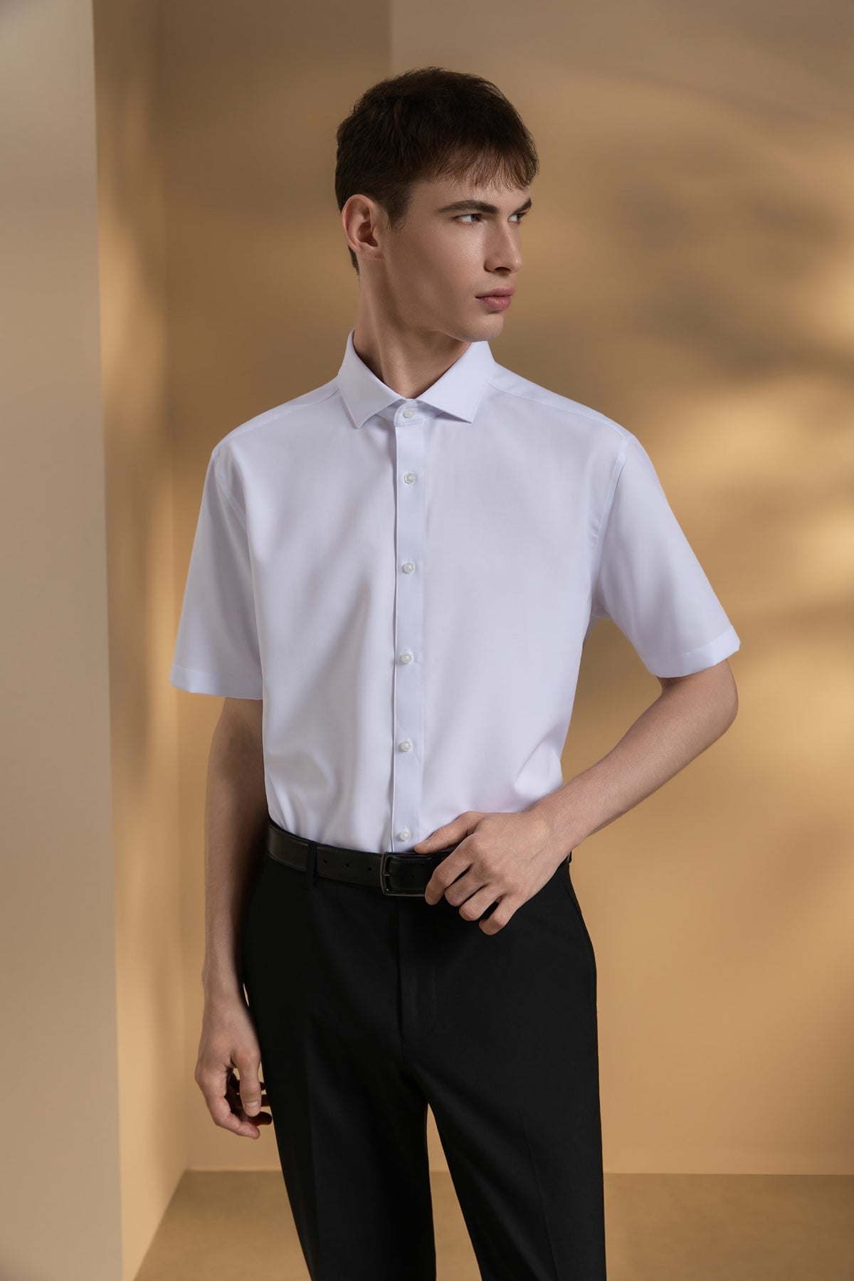 Non-Iron Dry Poplin Smart Fit Short Sleeve Shirt